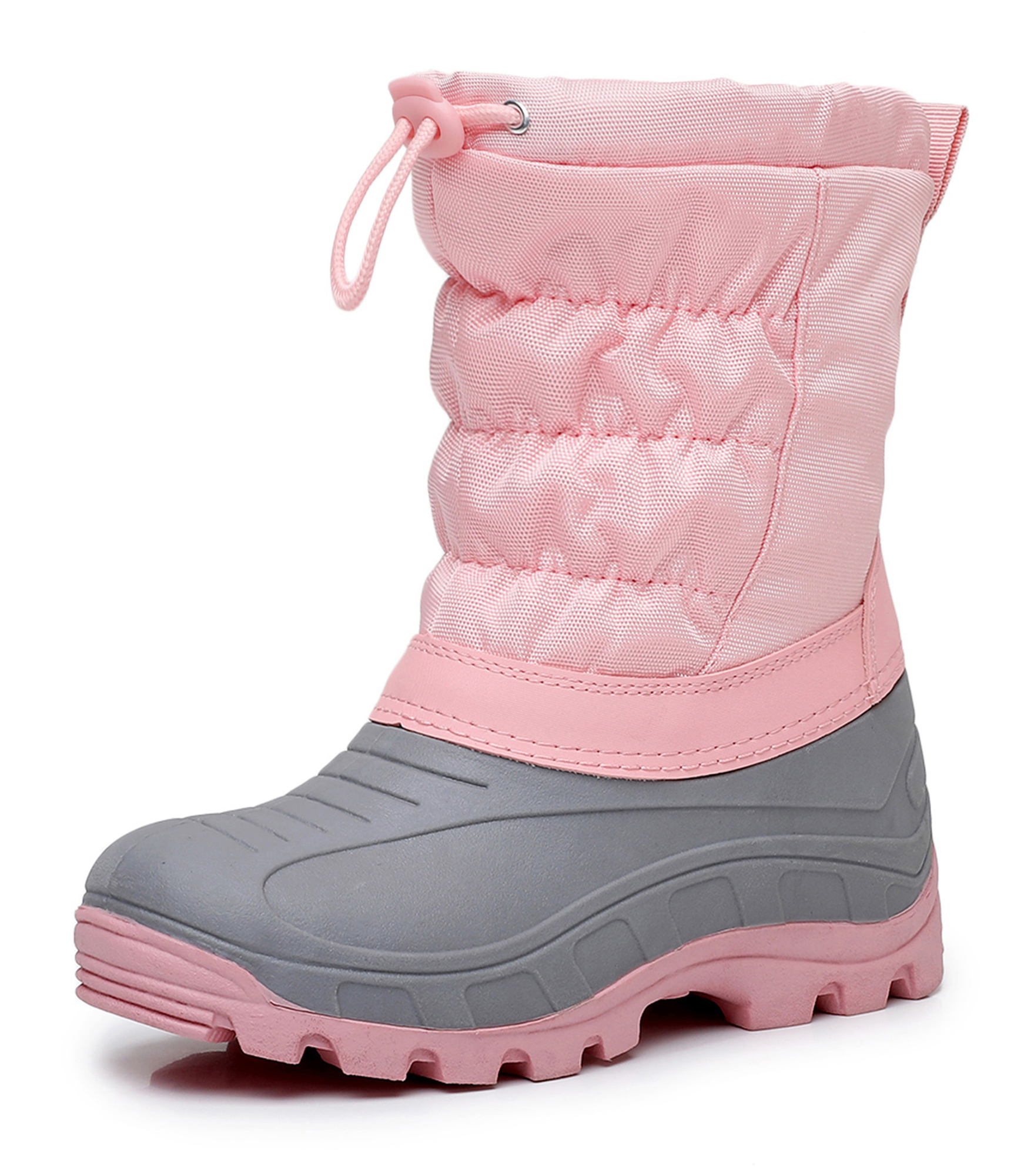 Apakowa Boys Girls Snow Boots Outdoor Slip Resistant Insulated Waterproof Winter Snow Boots (Toddler/Little Kid/Big Kid)-H2303-Pink