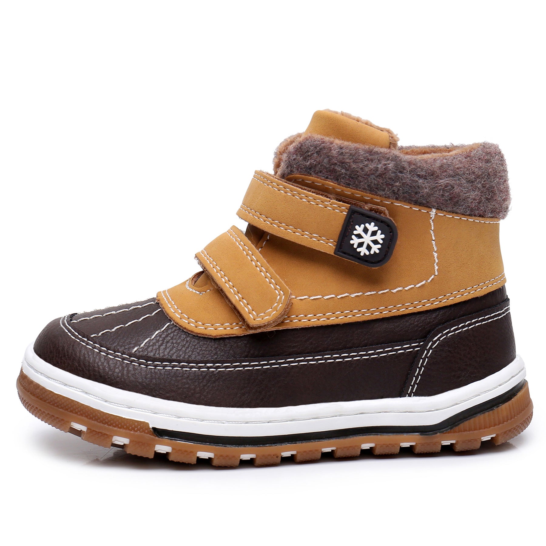 Apakowa Boys Boots Toddler Boys Girls Fall/Winter Boots Outdoor with Hook and Loop (Toddler/Little Kid)-35217-Camel