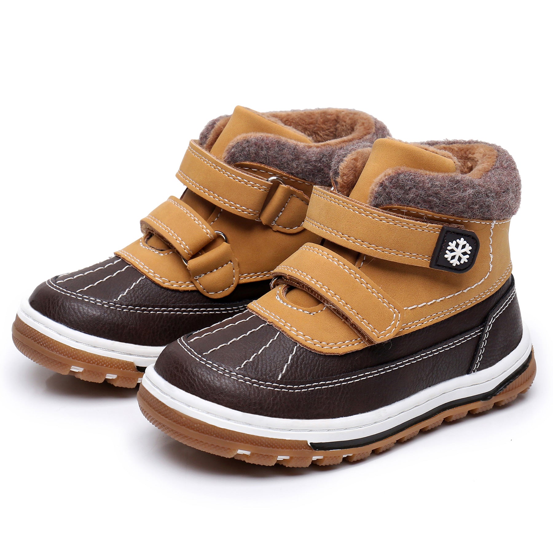 Apakowa Boys Boots Toddler Boys Girls Fall/Winter Boots Outdoor with Hook and Loop (Toddler/Little Kid)-35217-Camel