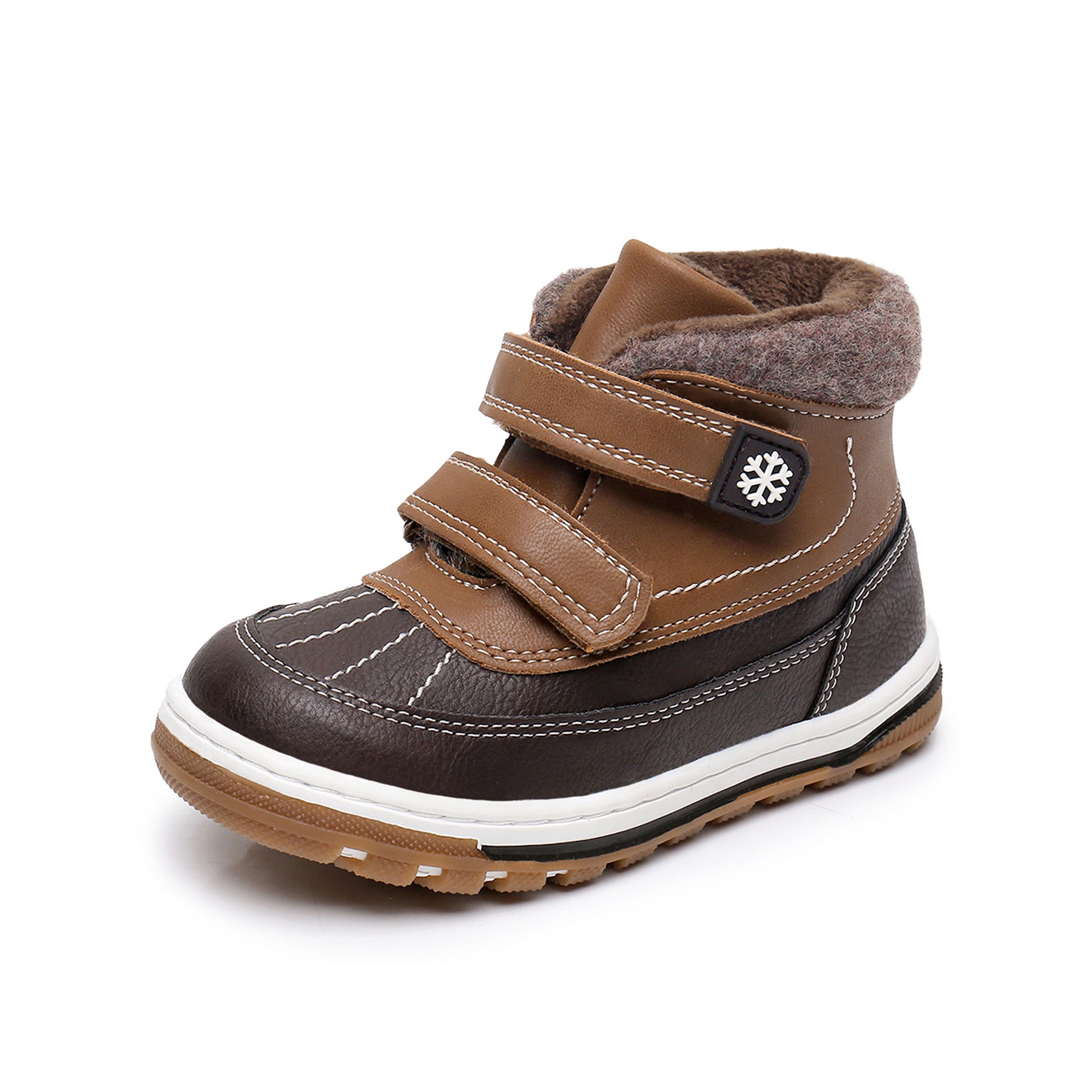 Apakowa Boys Boots Toddler Boys Girls Fall/Winter Boots Outdoor with Hook and Loop (Toddler/Little Kid)-35217-Darkbrown