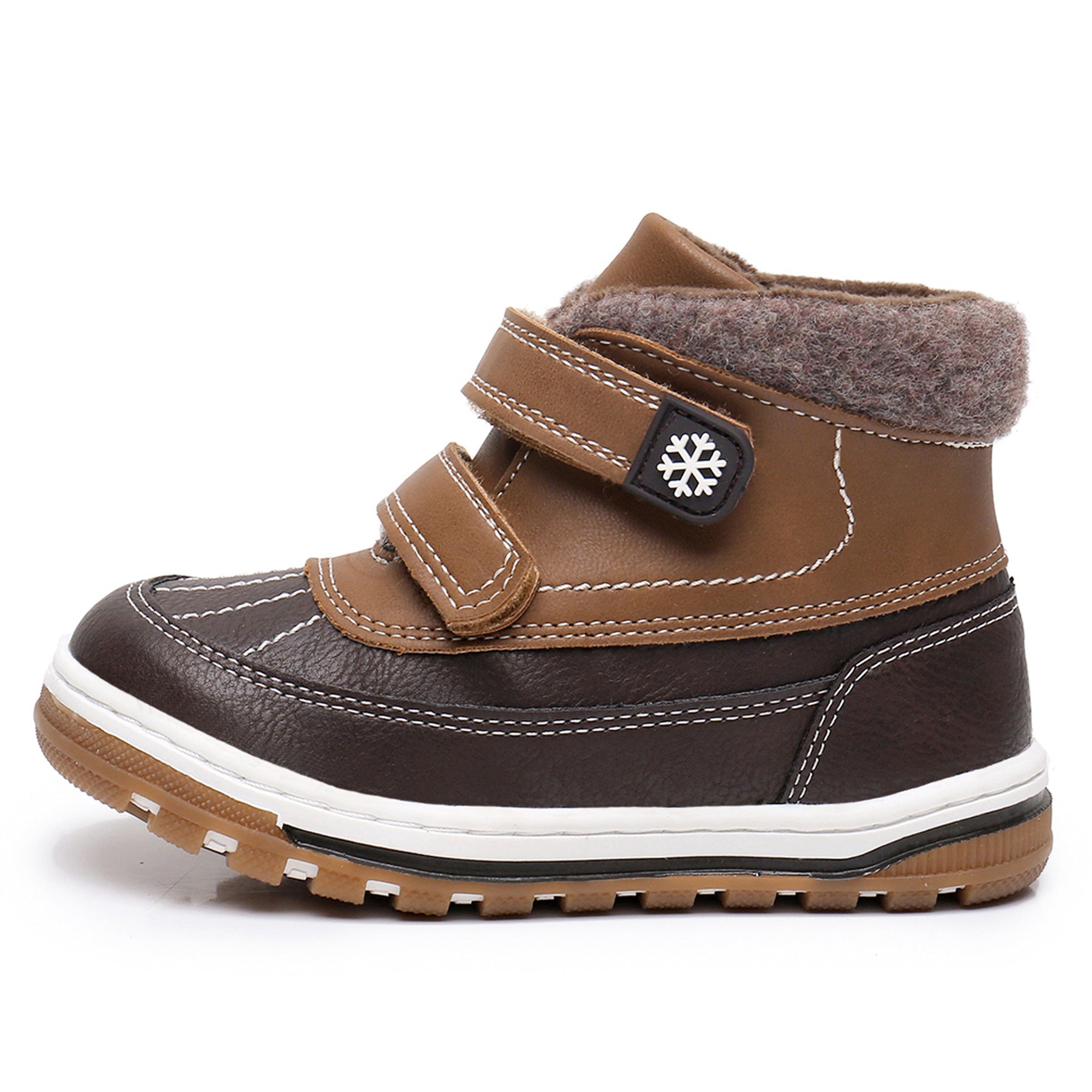 Apakowa Boys Boots Toddler Boys Girls Fall/Winter Boots Outdoor with Hook and Loop (Toddler/Little Kid)-35217-Darkbrown