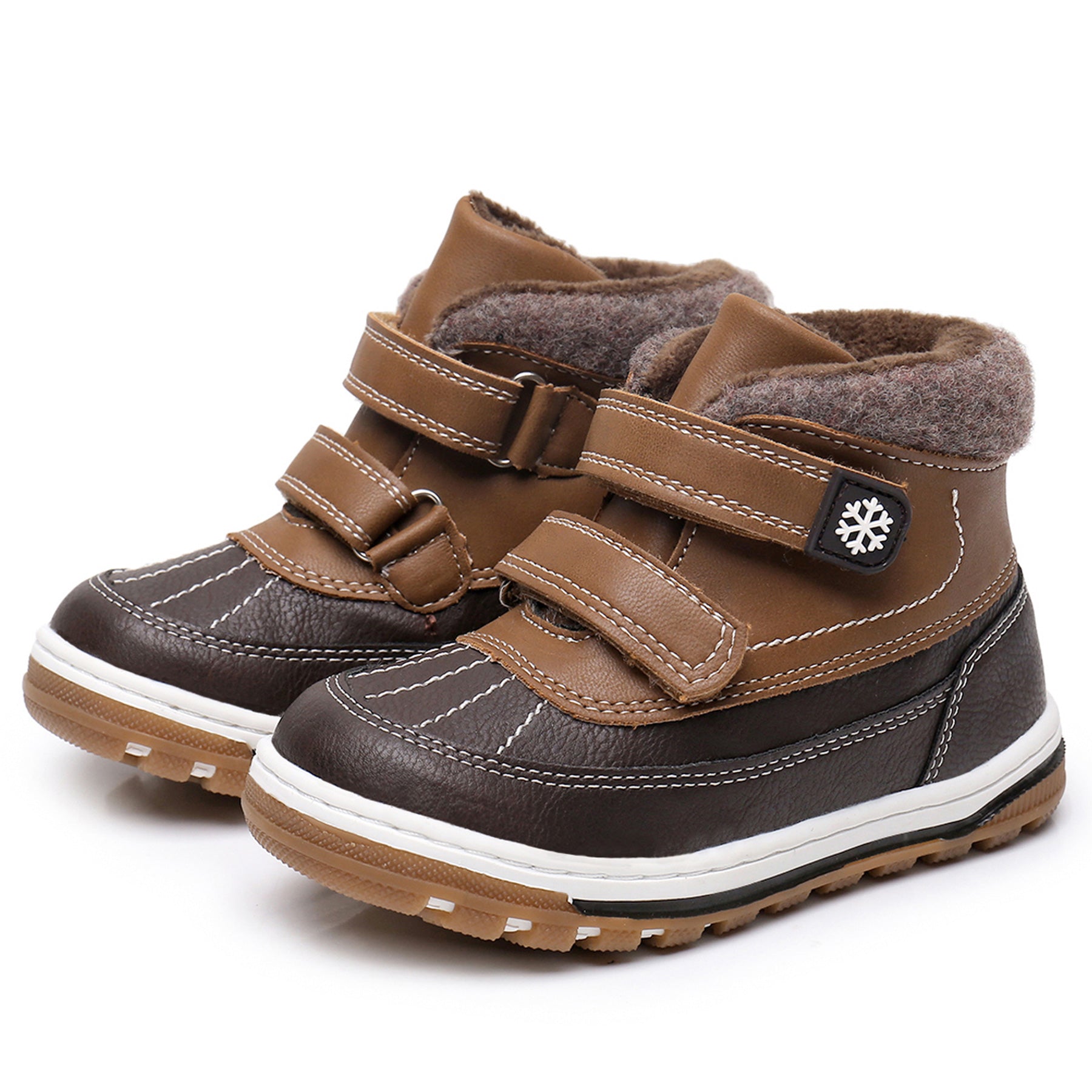 Apakowa Boys Boots Toddler Boys Girls Fall/Winter Boots Outdoor with Hook and Loop (Toddler/Little Kid)-35217-Darkbrown