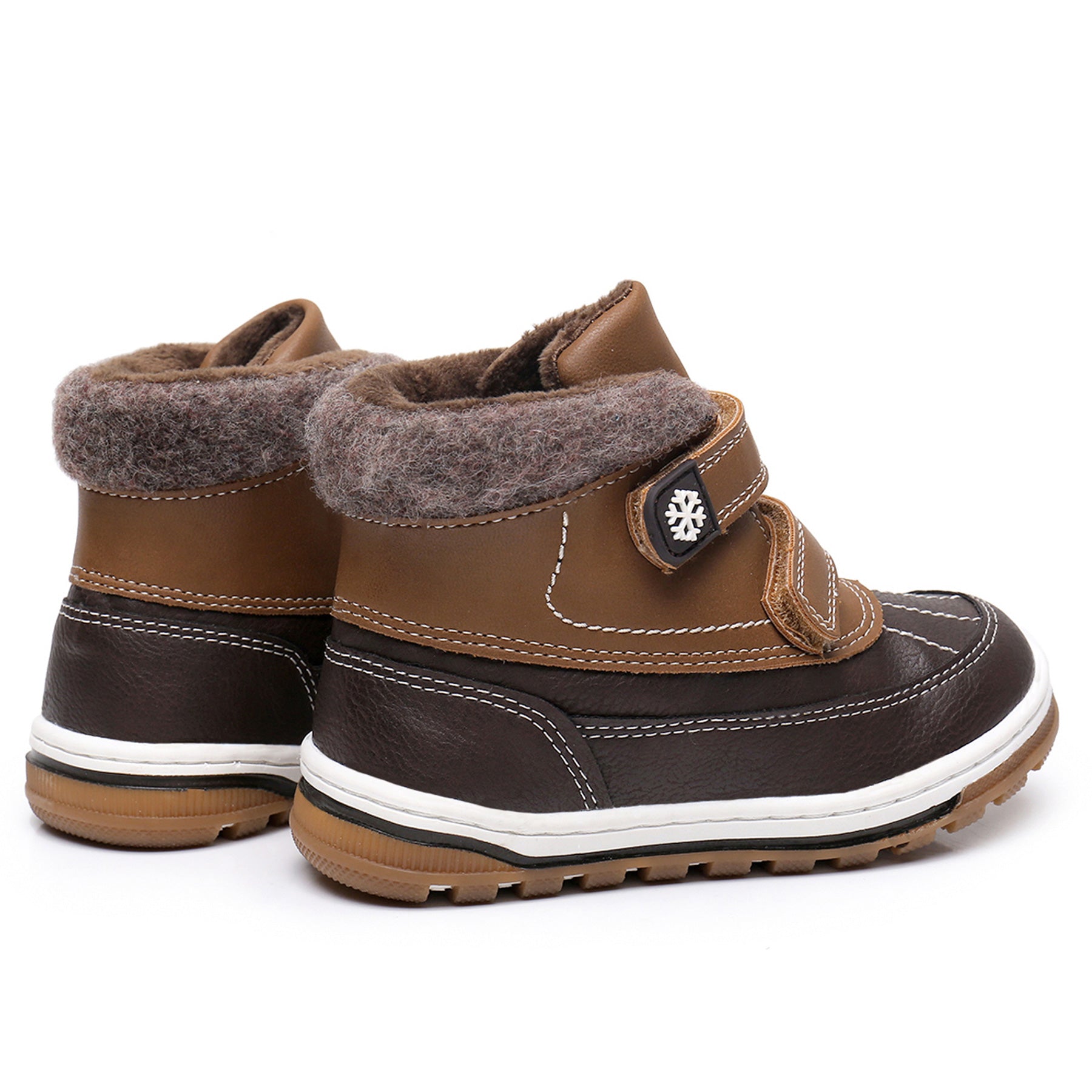 Apakowa Boys Boots Toddler Boys Girls Fall/Winter Boots Outdoor with Hook and Loop (Toddler/Little Kid)-35217-Darkbrown