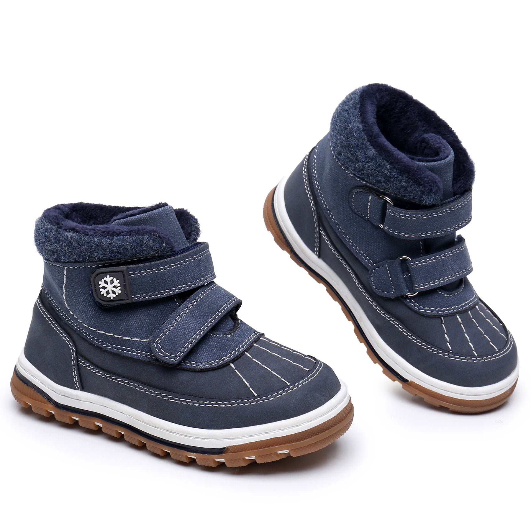 Apakowa Boys Boots Toddler Boys Girls Fall/Winter Boots Outdoor with Hook and Loop (Toddler/Little Kid)-35217-Navy