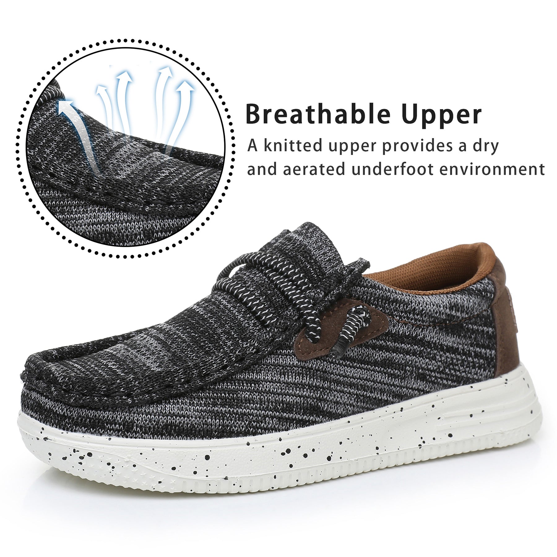 Apakowa Kids Boys Girls Loafers Slip On Boat Shoes for Toddler Little/Big Kid-XFQ520-Black