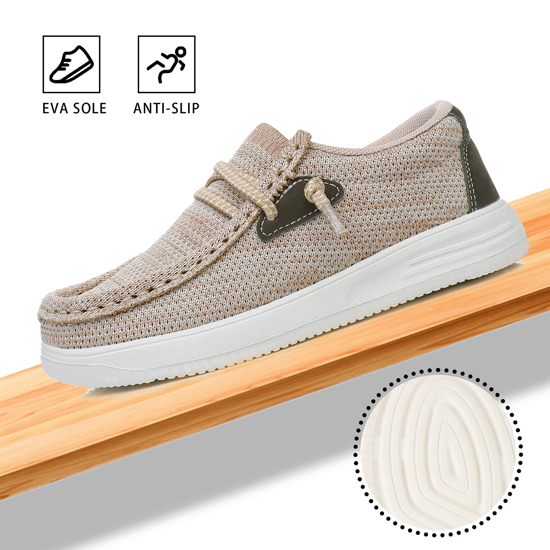 Apakowa Kids Boys Girls Slip On Loafers Boat Shoes for Toddler Little/Big Kid-XFQ127-LightBrown