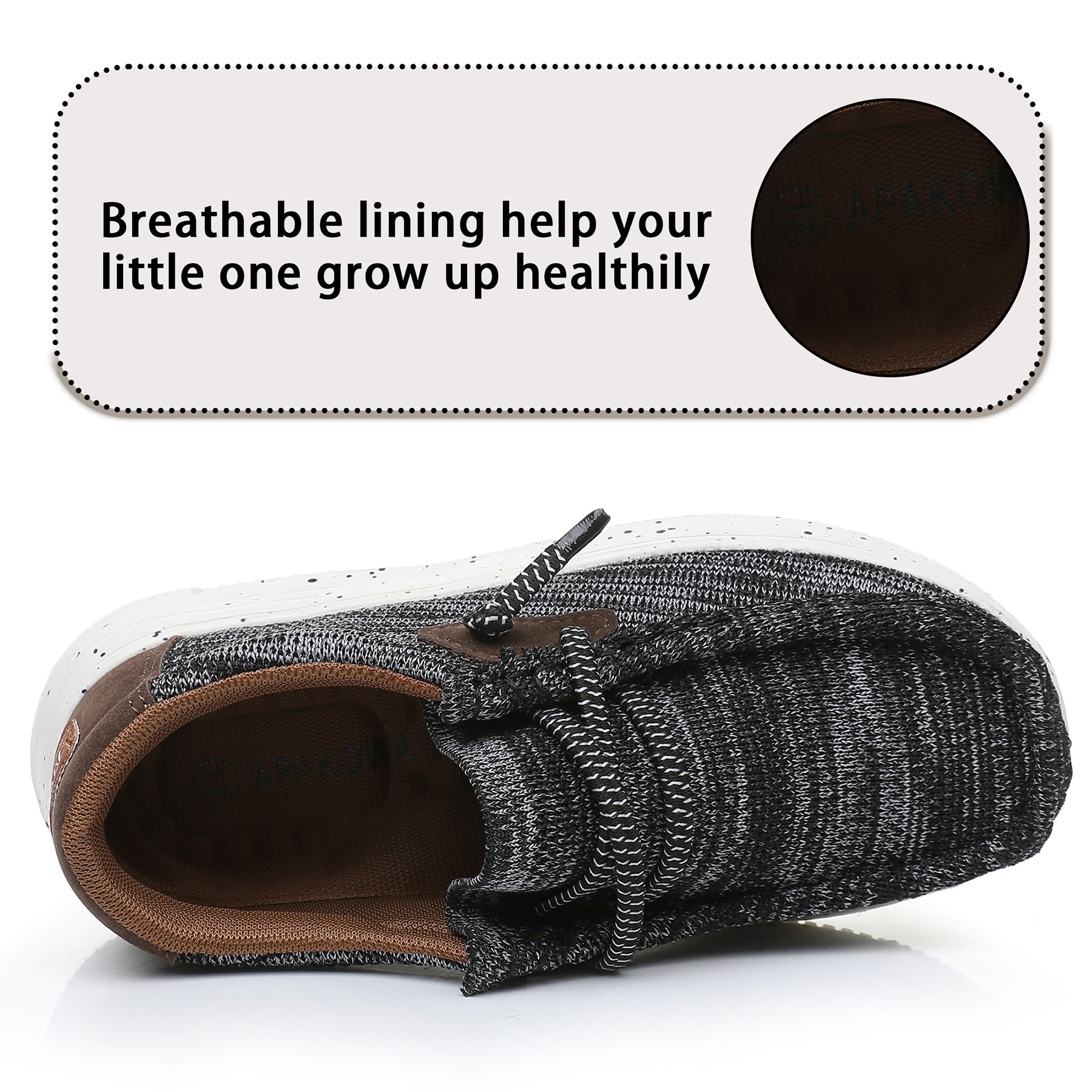 Apakowa Kids Boys Girls Loafers Slip On Boat Shoes for Toddler Little/Big Kid-XFQ520-Black