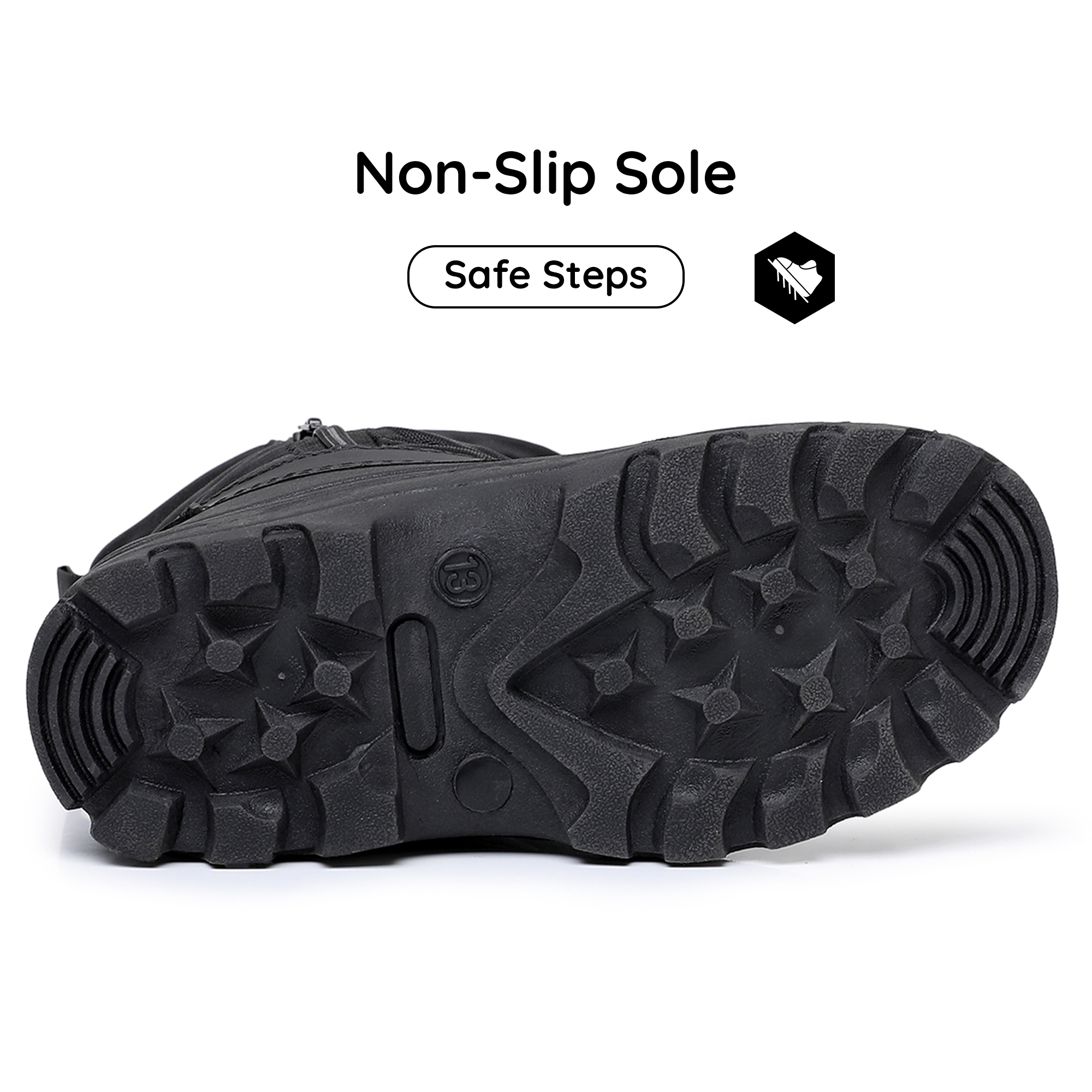 Apakowa Boys Girls Snow Boots Outdoor Slip Resistant Insulated Waterproof Winter Snow Boots (Toddler/Little Kid/Big Kid)-H2303-Black