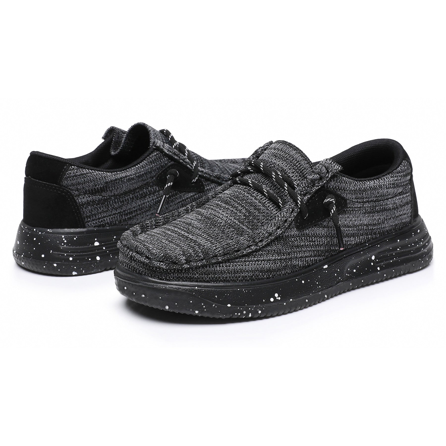Apakowa Kids Boys Girls Slip On Loafers Boat Shoes for Toddler Little/Big Kid-XFQ127-Black