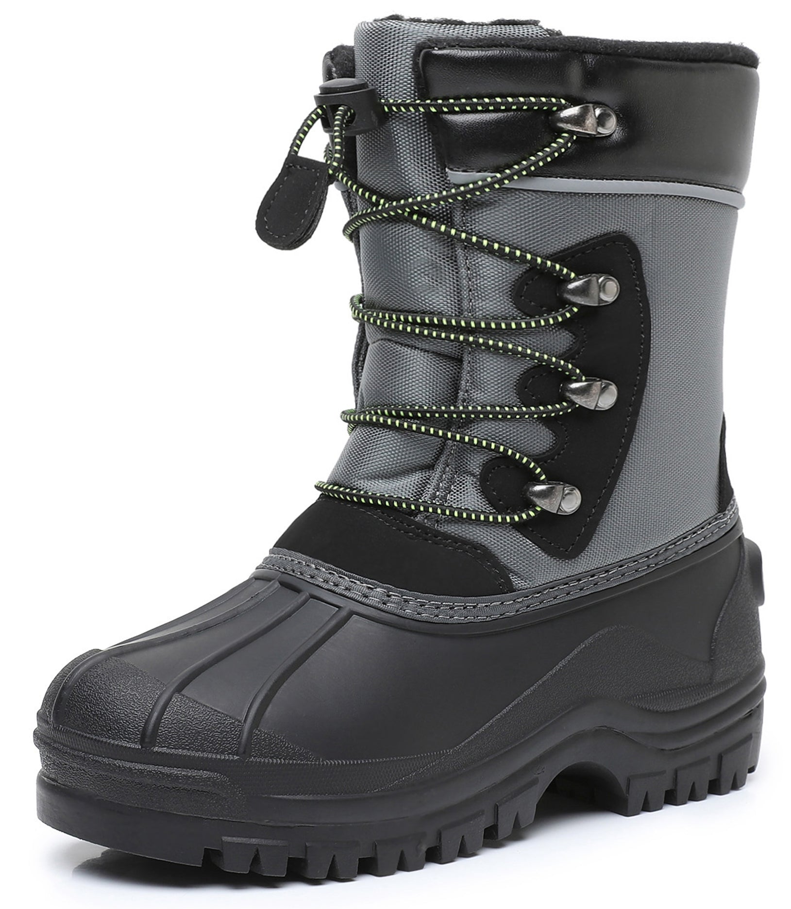 Apakowa Kids Boys Girls Winter Snow Boots Waterproof Outdoor Insulated Snow Boots (Little Kid/Big Kid)-H3306-BlackGrey