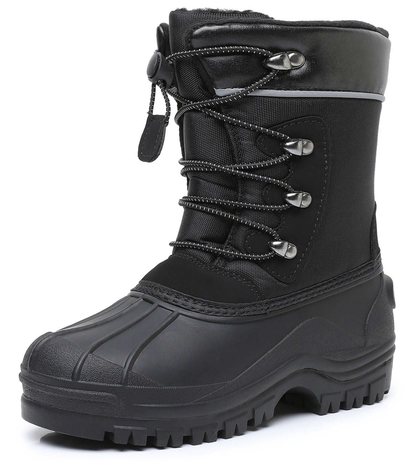 Apakowa Kids Boys Girls Winter Snow Boots Waterproof Outdoor Insulated Snow Boots (Little Kid/Big Kid)-H3306-Black