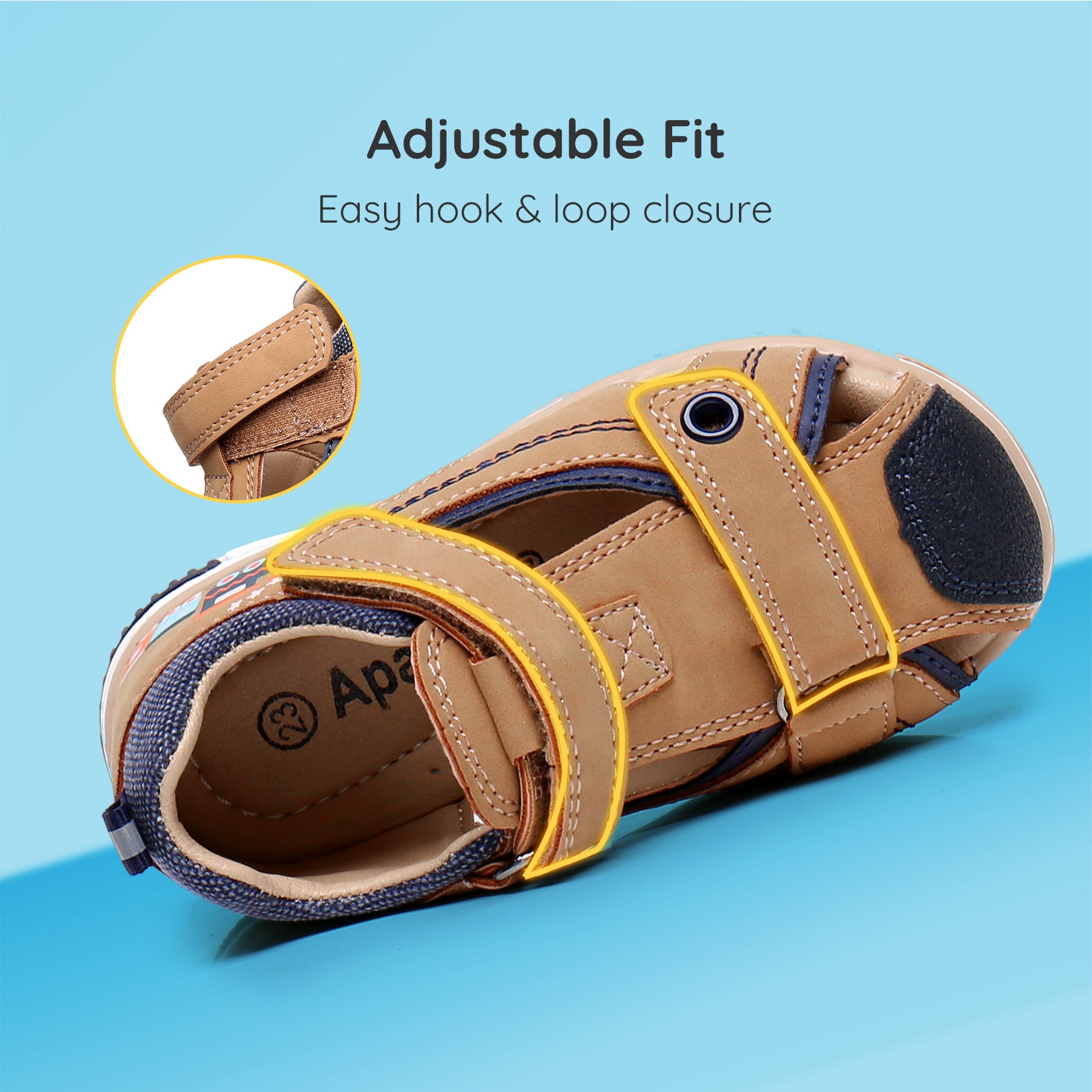 Apakowa Toddler Boys Sandals with Arch Suppoer BSD1021-camel