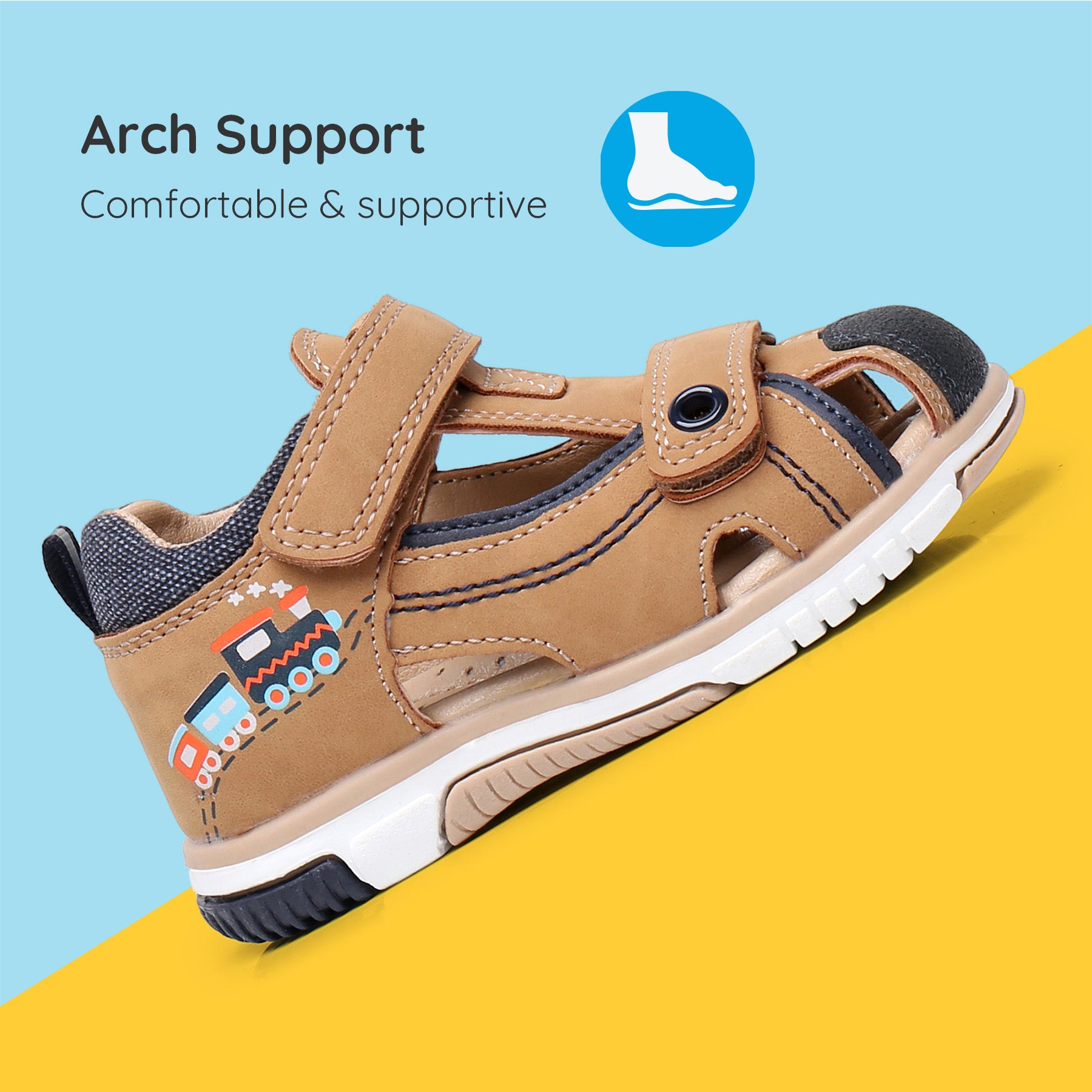 Apakowa Toddler Boys Sandals with Arch Suppoer BSD1021-camel