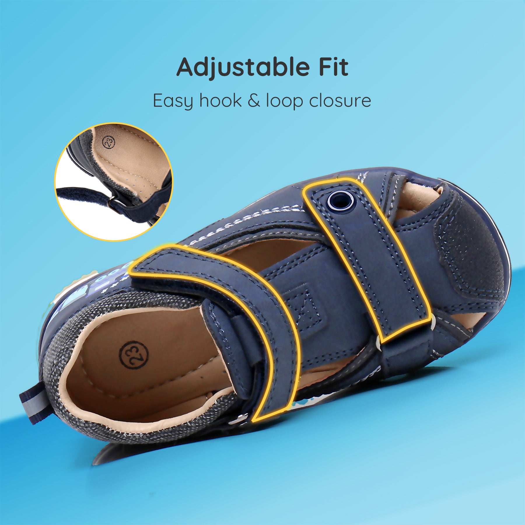 Apakowa Toddler Boys Sandals with Arch Suppoer BSD1021-navy