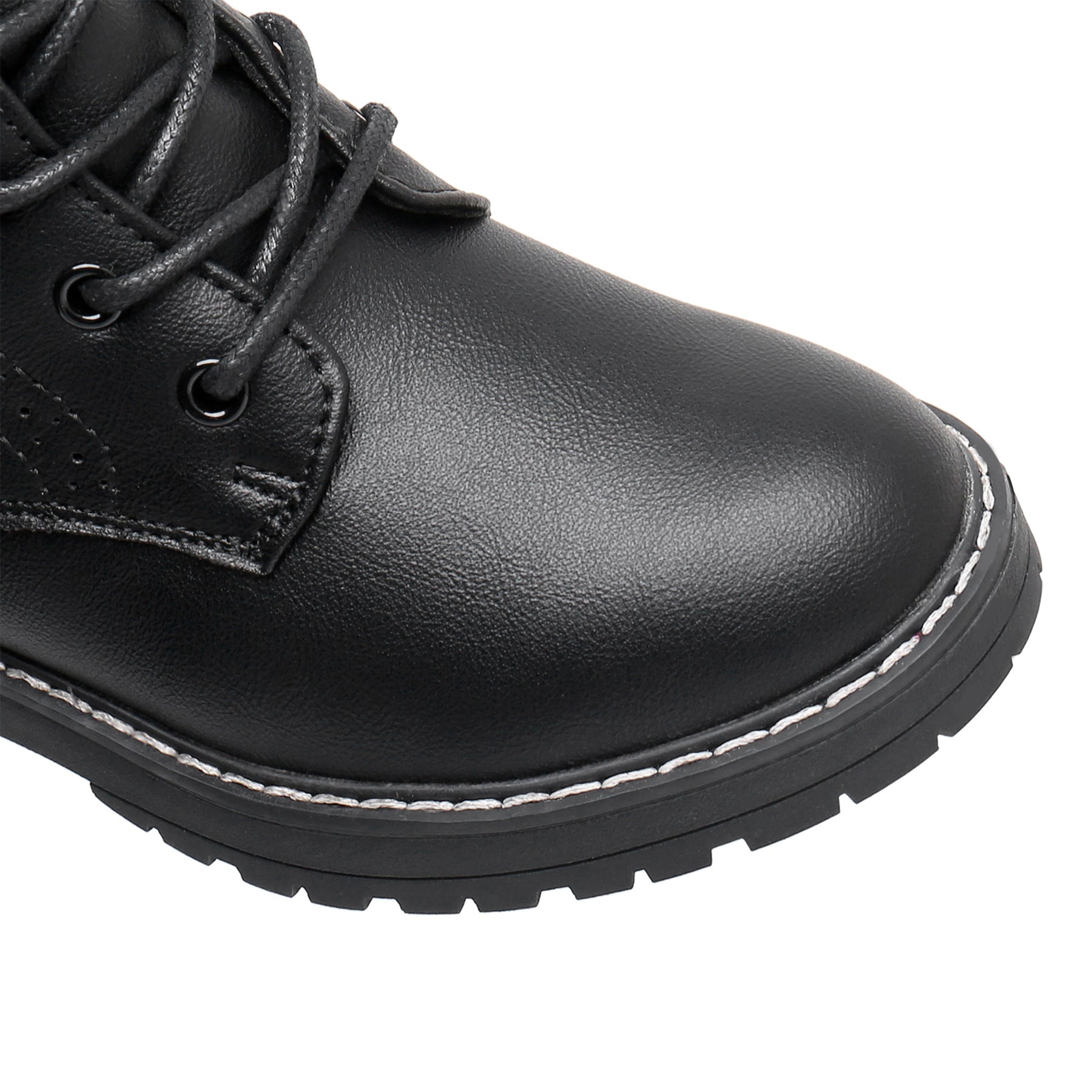 Apakowa Kids Gilrs Combat Boots with Side Zipper for Little/Big Kid-DY101-Black