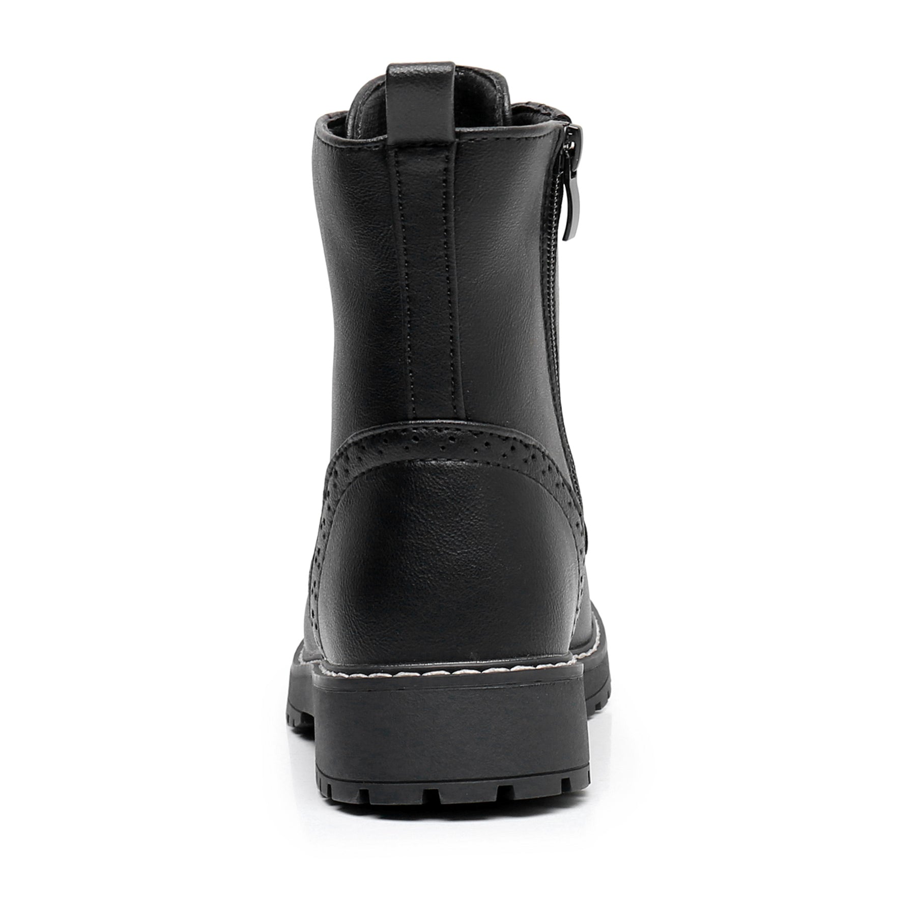 Apakowa Kids Gilrs Combat Boots with Side Zipper for Little/Big Kid-DY101-Black