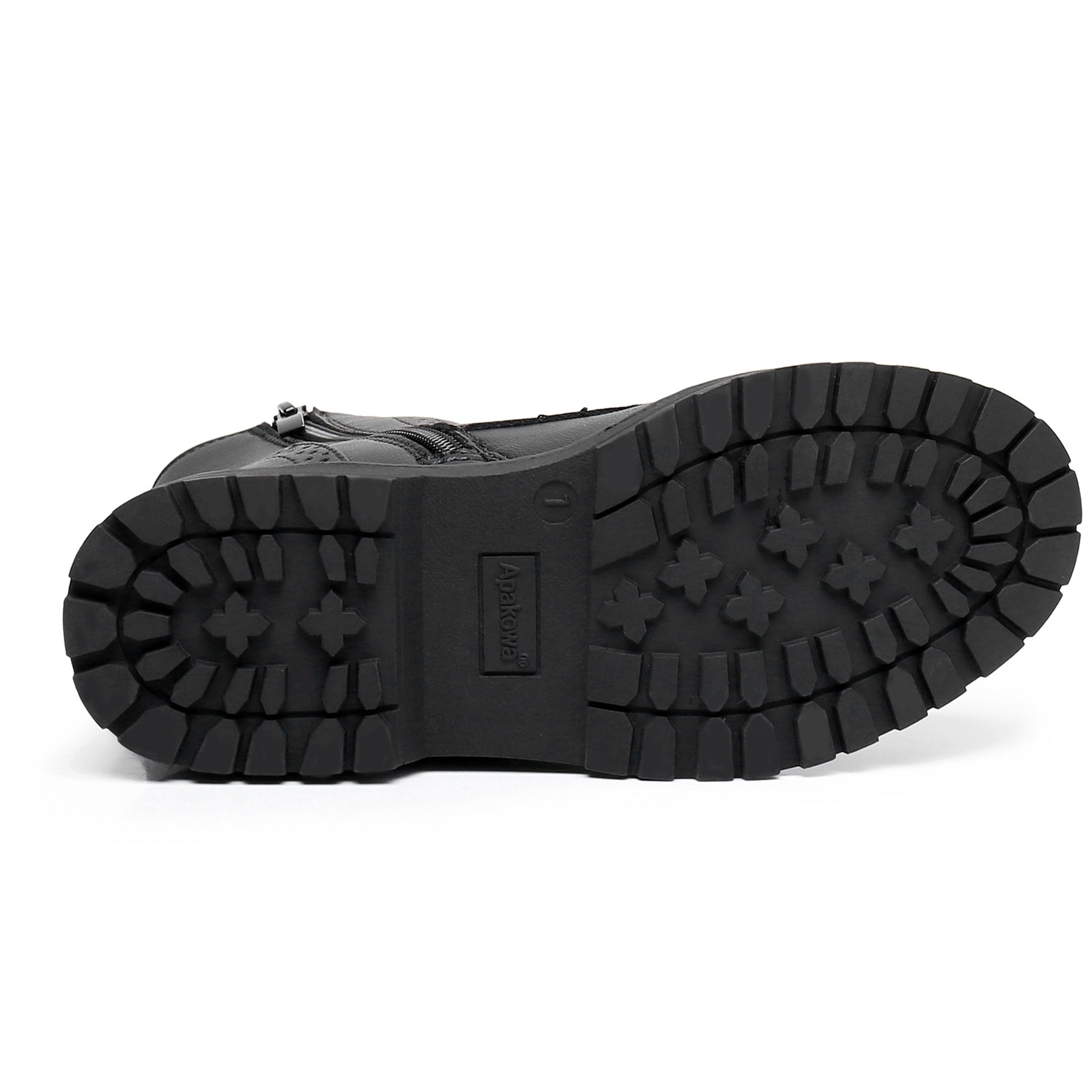 Apakowa Kids Gilrs Combat Boots with Side Zipper for Little/Big Kid-DY101-Black
