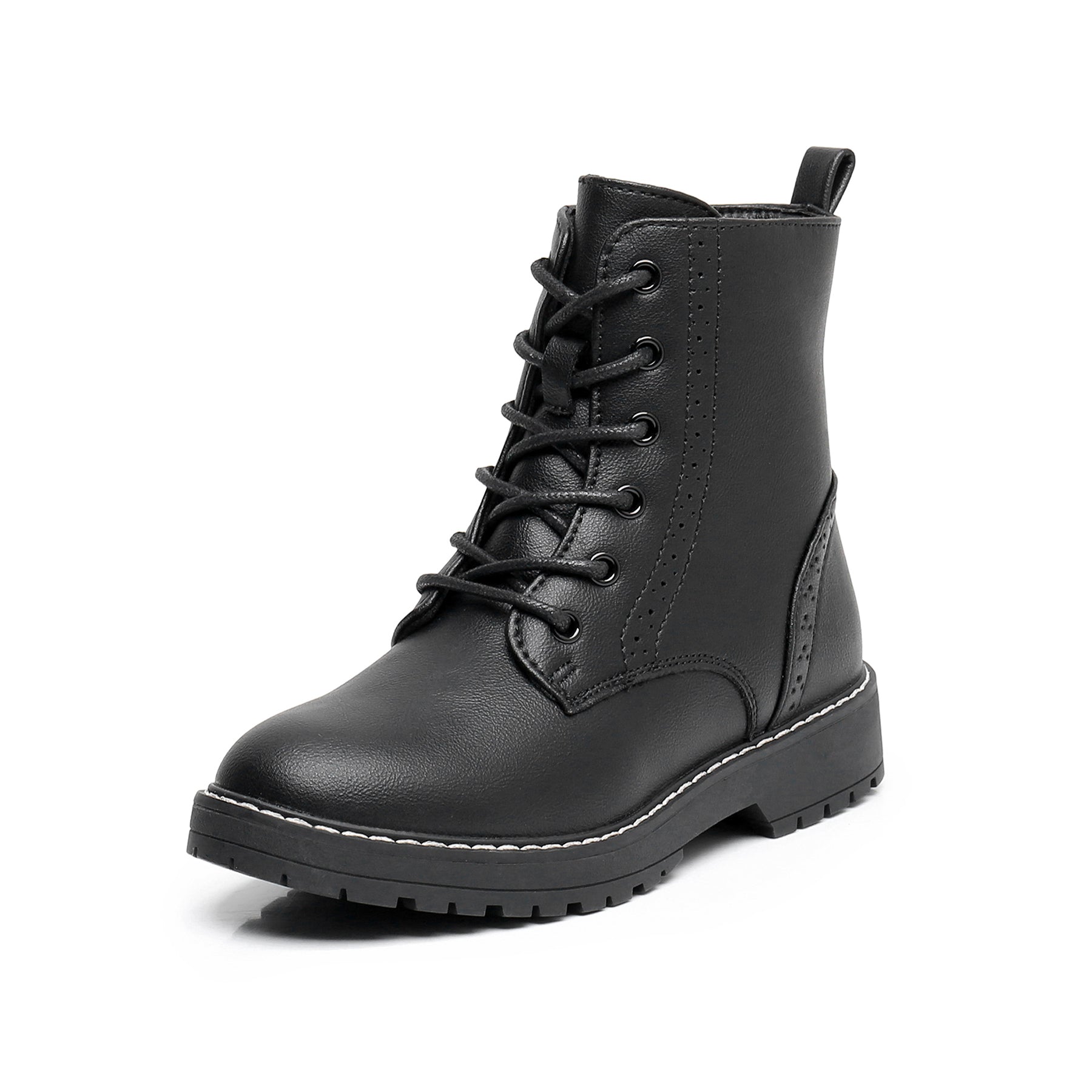 Apakowa Kids Gilrs Combat Boots with Side Zipper for Little/Big Kid-DY101-Black