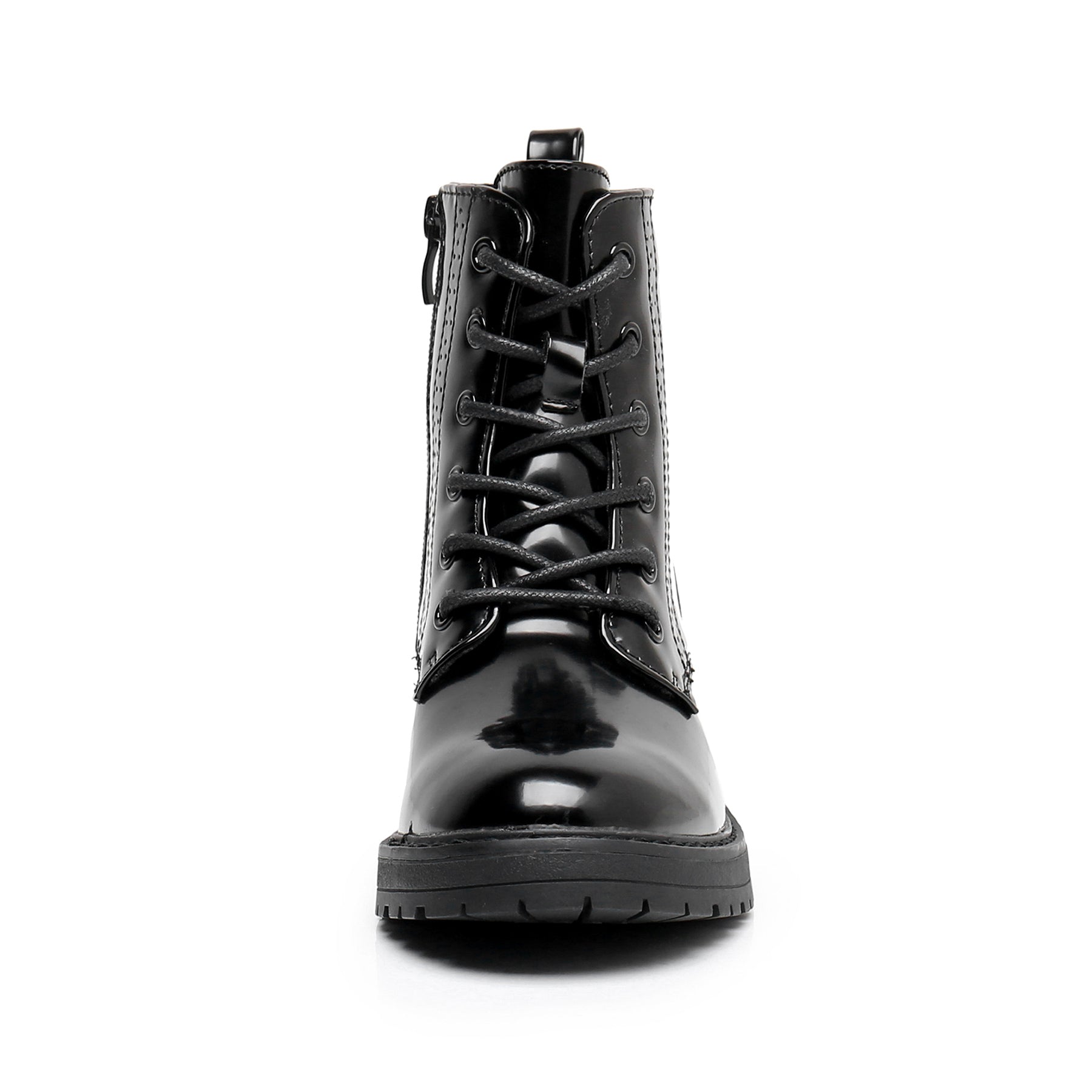 Apakowa Kids Gilrs Combat Boots with Side Zipper for Little/Big Kid-DY101-Lightblack
