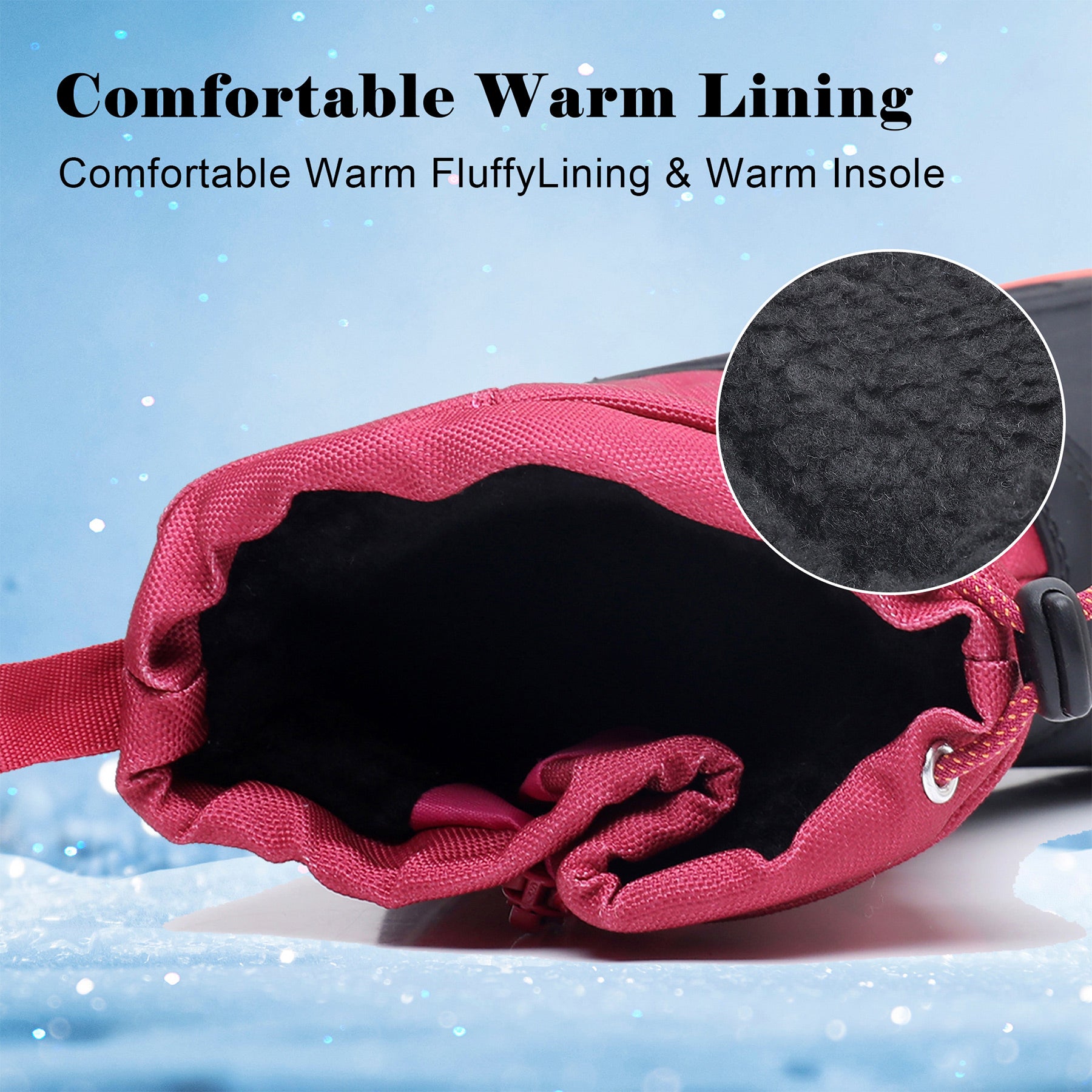 Apakowa Boys Girls Snow Boots Outdoor Slip Resistant Insulated Waterproof Winter Snow Boots (Toddler/Little Kid/Big Kid)-H2303-BlackBurgundy