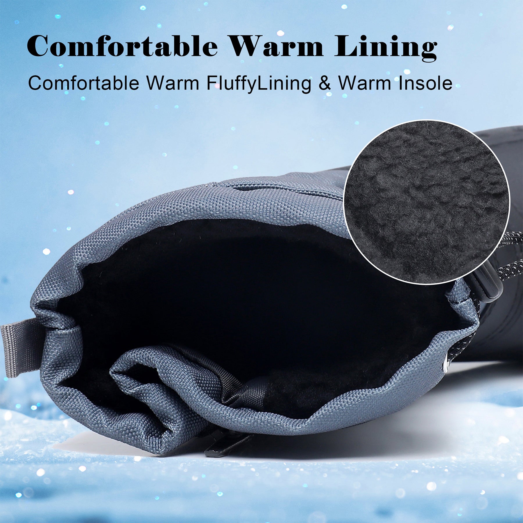 Apakowa Boys Girls Snow Boots Outdoor Slip Resistant Insulated Waterproof Winter Snow Boots (Toddler/Little Kid/Big Kid)-H2303-BlackGrey