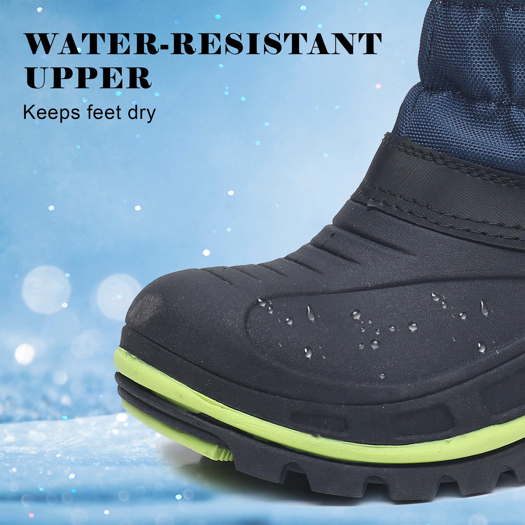 Apakowa Boys Girls Snow Boots Outdoor Slip Resistant Insulated Waterproof Winter Snow Boots (Toddler/Little Kid/Big Kid)-H2303-BlackNavy