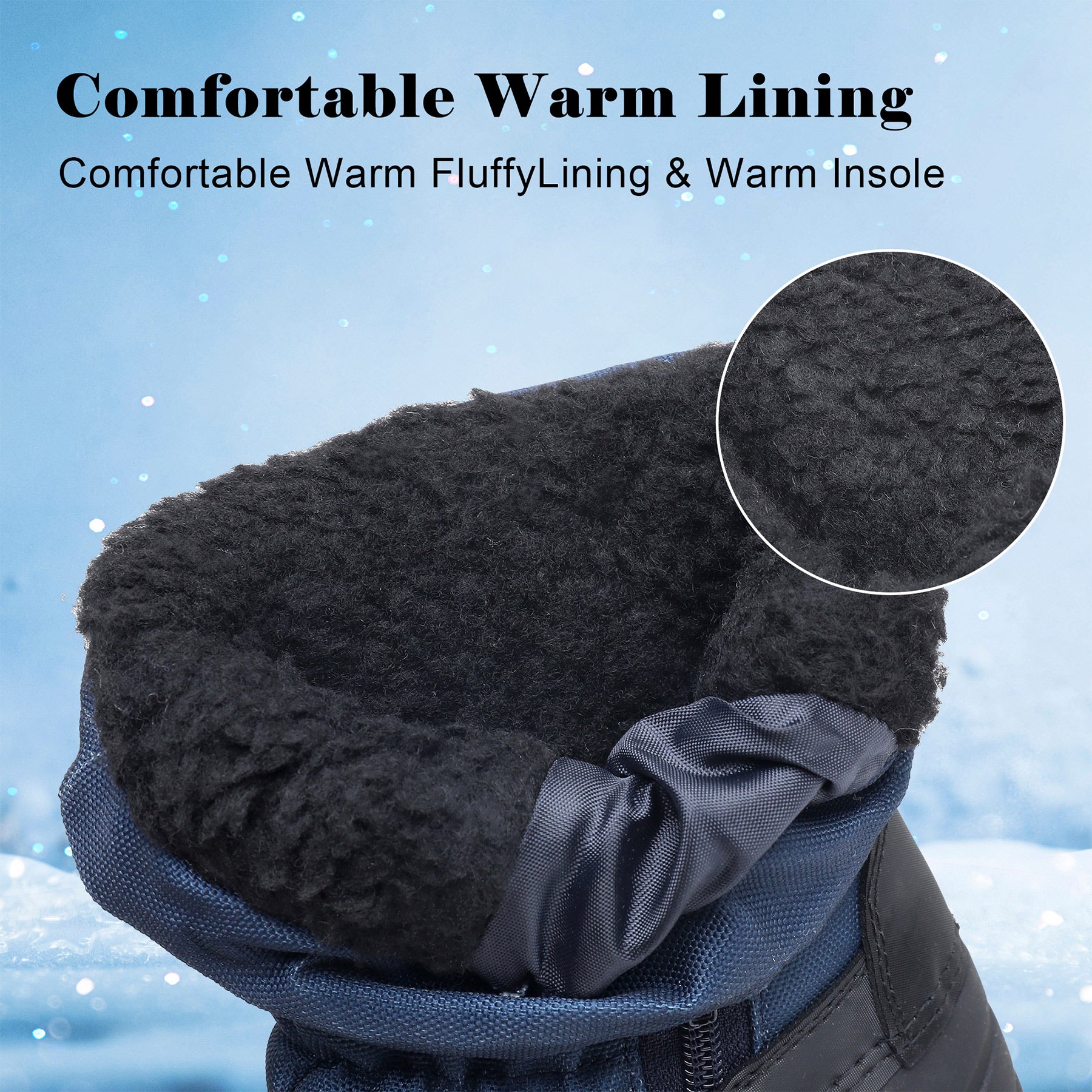 Apakowa Boys Girls Snow Boots Outdoor Slip Resistant Insulated Waterproof Winter Snow Boots (Toddler/Little Kid/Big Kid)-H2303-BlackNavy