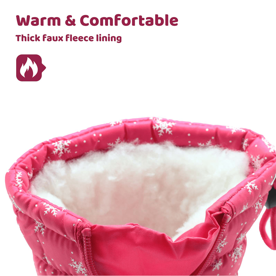 Apakowa Girls Winter Snow Boots with Side Zipper for Toddler/Little Kid-DJFSJXN-H3304-peach