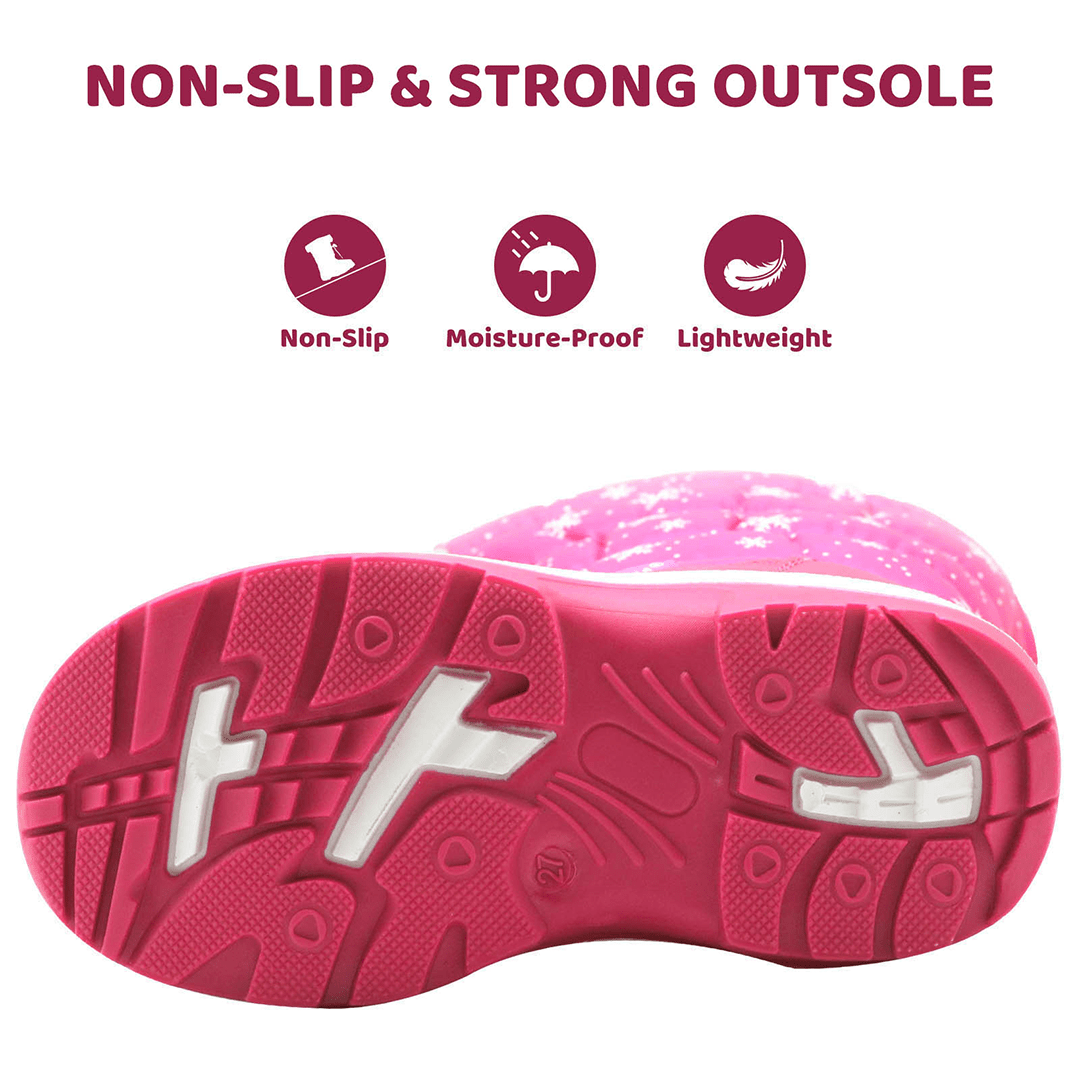 Apakowa Girls Winter Snow Boots with Side Zipper for Toddler/Little Kid-DJFSJXN-H3304-peach