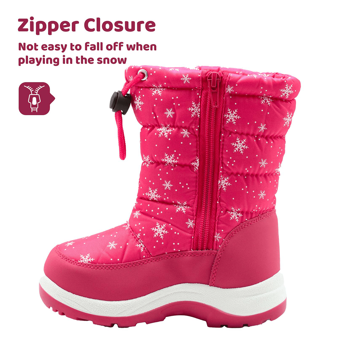 Apakowa Girls Winter Snow Boots with Side Zipper for Toddler/Little Kid-DJFSJXN-H3304-peach