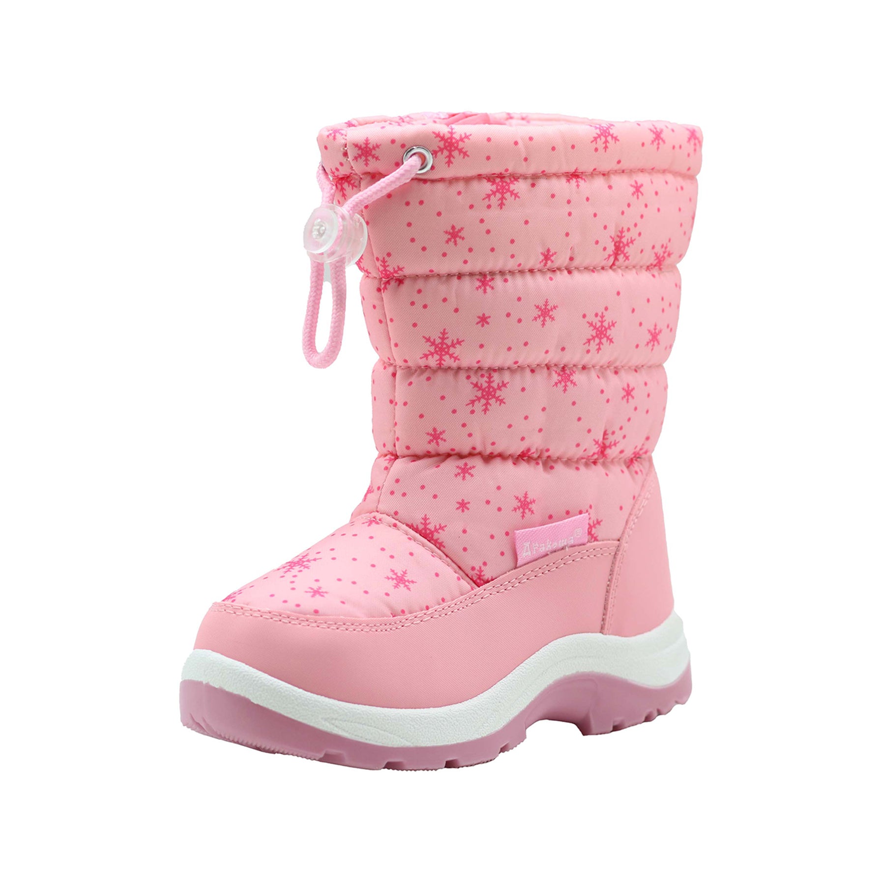 Apakowa Girls Winter Snow Boots with Side Zipper for Toddler/Little Kid-DJFSJXN-H3304-pink