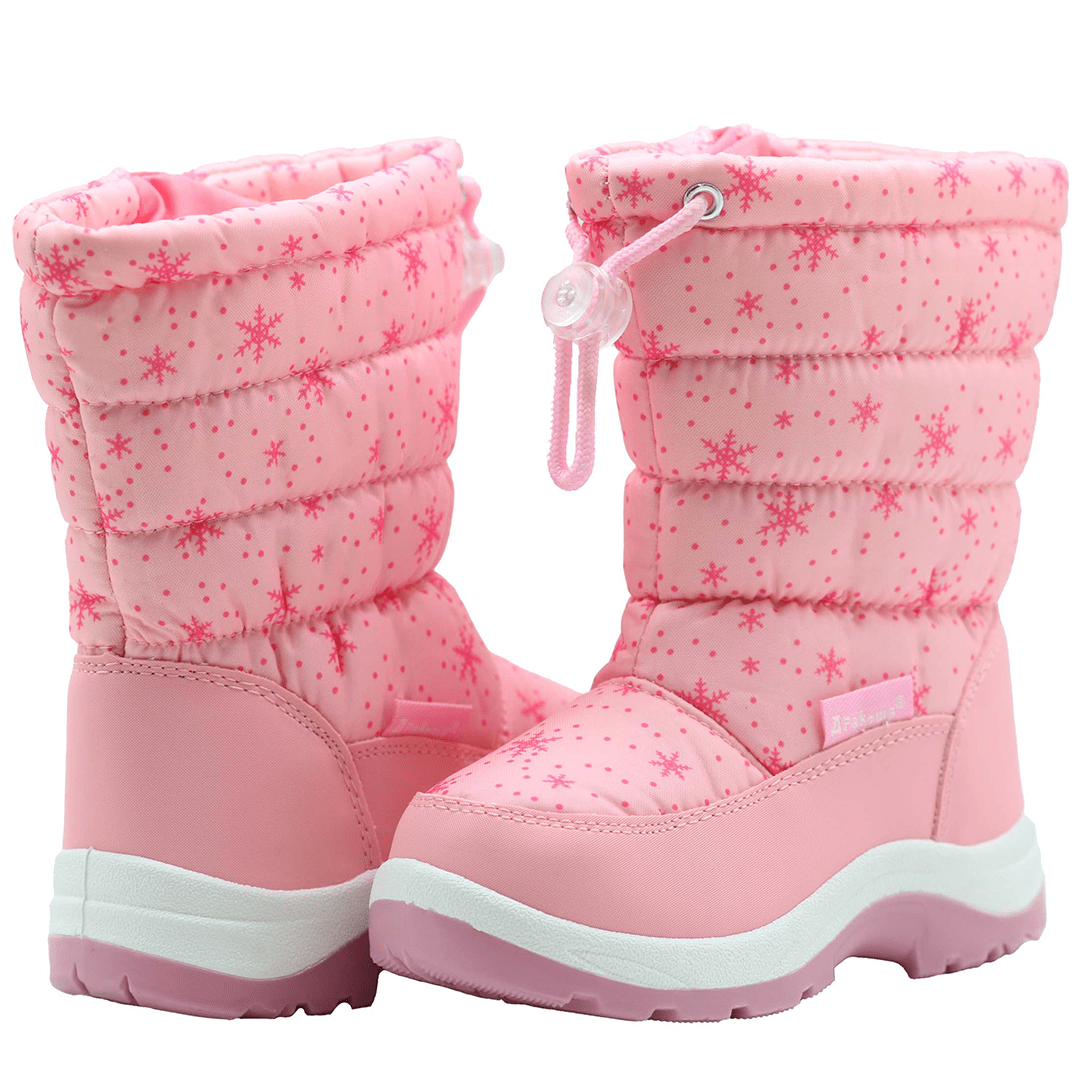 Apakowa Girls Winter Snow Boots with Side Zipper for Toddler/Little Kid-DJFSJXN-H3304-pink