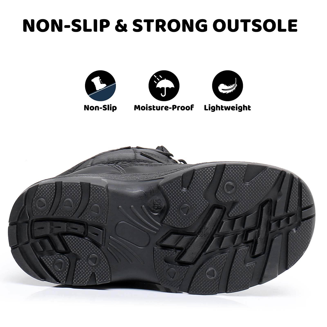 Apakowa Boys Water-resistant Snow Bootswith Hook & Loop for Toddler/Little Kid-DJJDFNQ-H3305NEW-Black