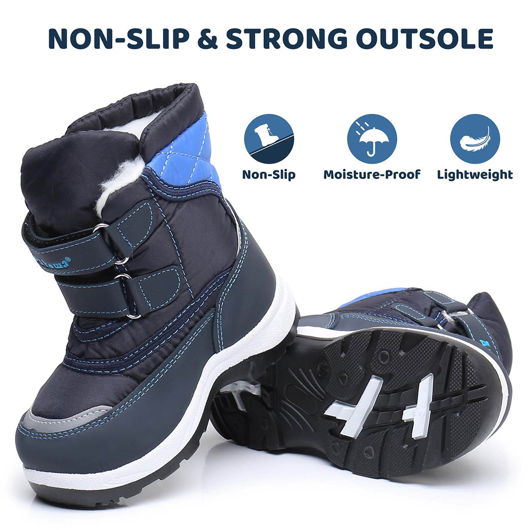 Apakowa Boys Water-resistant Snow Bootswith Hook & Loop for Toddler/Little Kid-DJJDFNQ-H3305new-blue