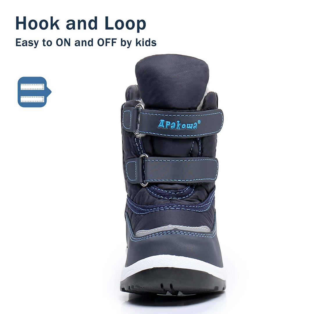 Apakowa Boys Water-resistant Snow Bootswith Hook & Loop for Toddler/Little Kid-DJJDFNQ-H3305new-blue