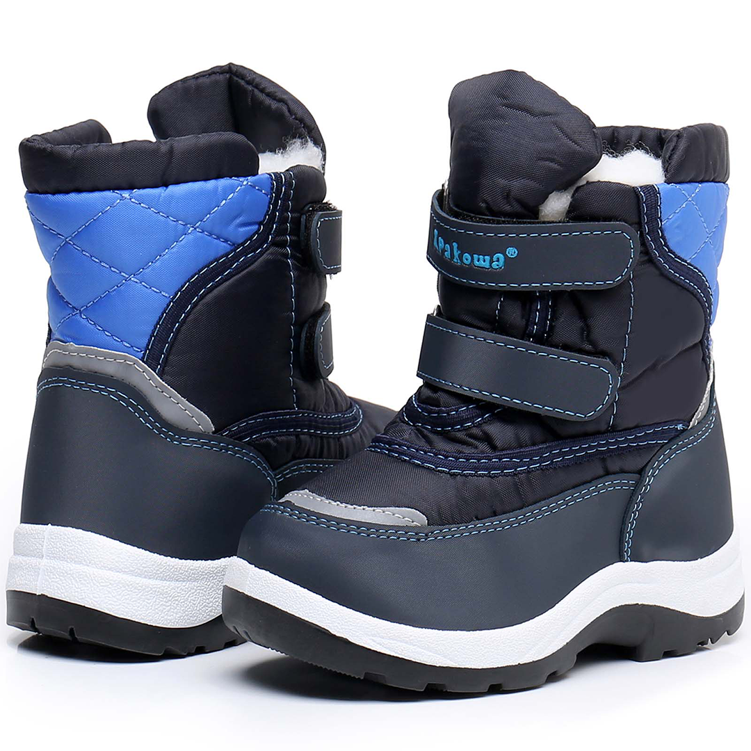 Apakowa Boys Water-resistant Snow Bootswith Hook & Loop for Toddler/Little Kid-DJJDFNQ-H3305new-blue