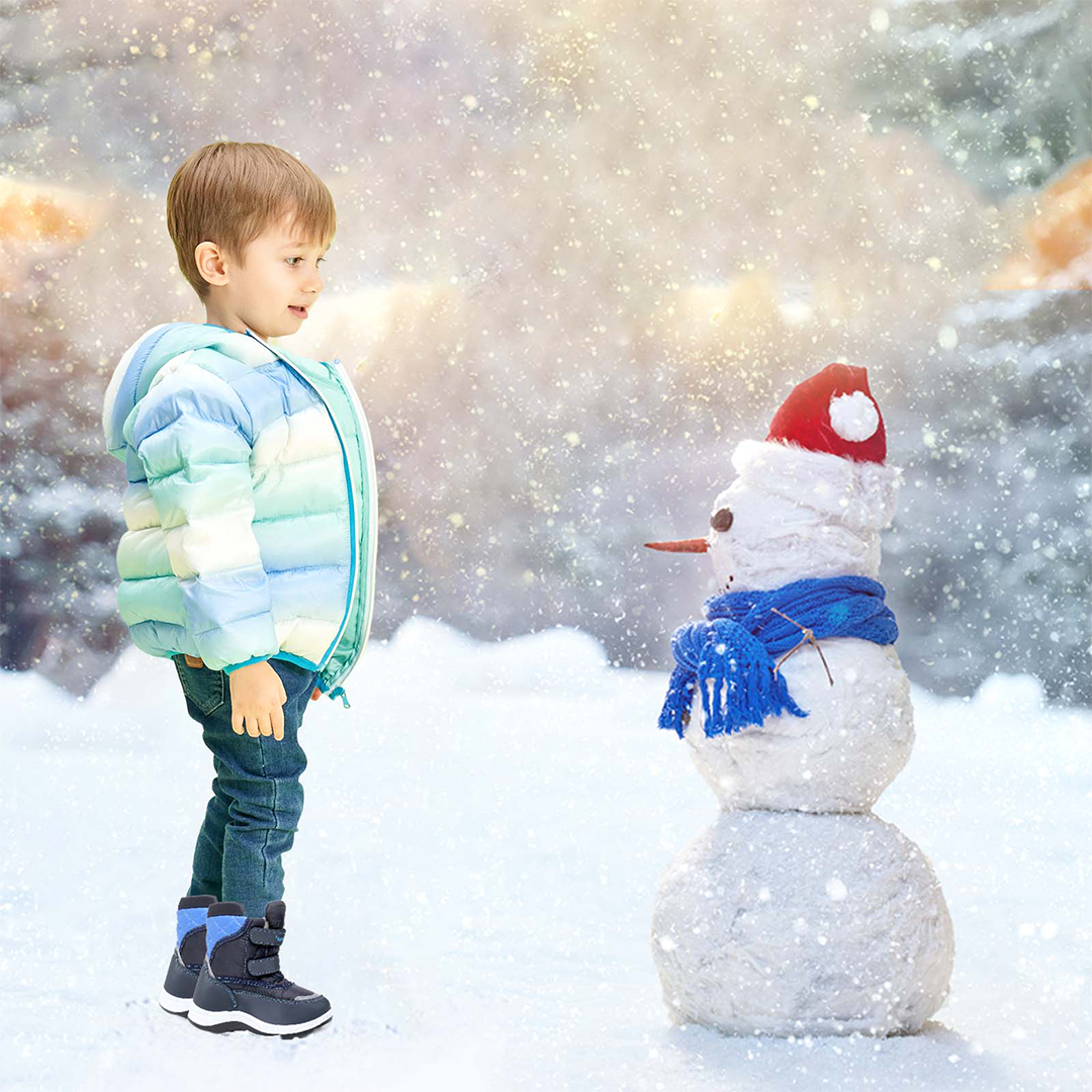 Apakowa Boys Water-resistant Snow Bootswith Hook & Loop for Toddler/Little Kid-DJJDFNQ-H3305new-blue