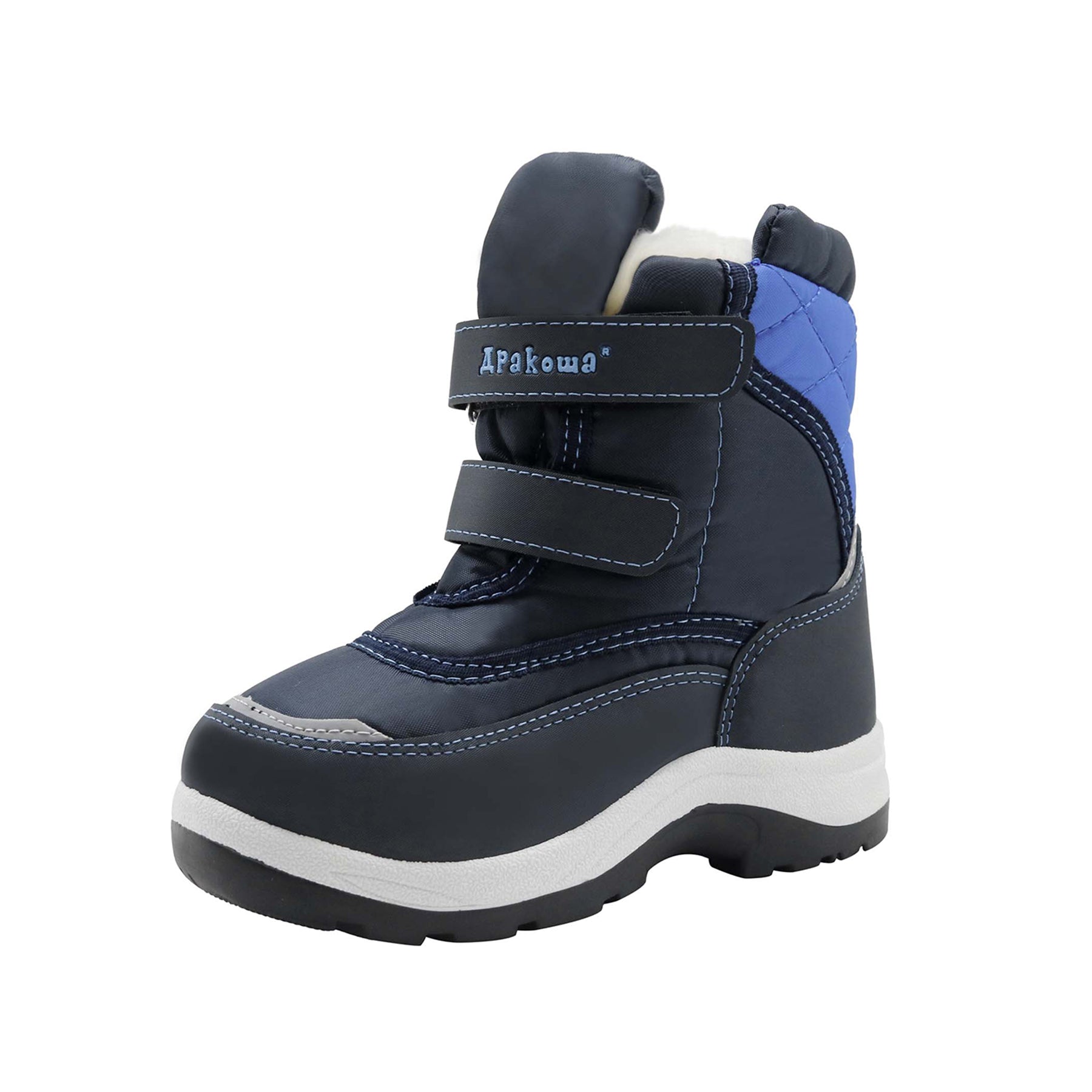 Apakowa Boys Water-resistant Snow Bootswith Hook & Loop for Toddler/Little Kid-DJJDFNQ-H3305new-blue