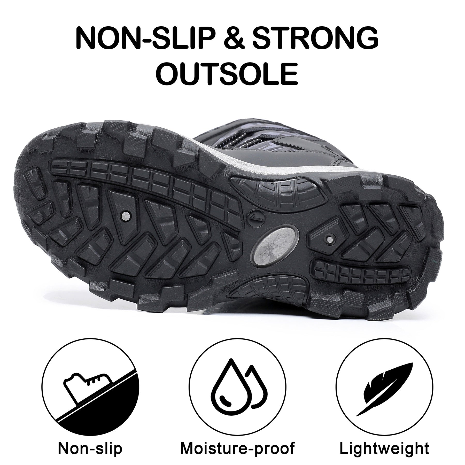 Apakowa Kids Boys Girls Cold Weather Water Resistant Winter Snow Boots (Toddler/Little Kid/Big Kid)-H7321-Black