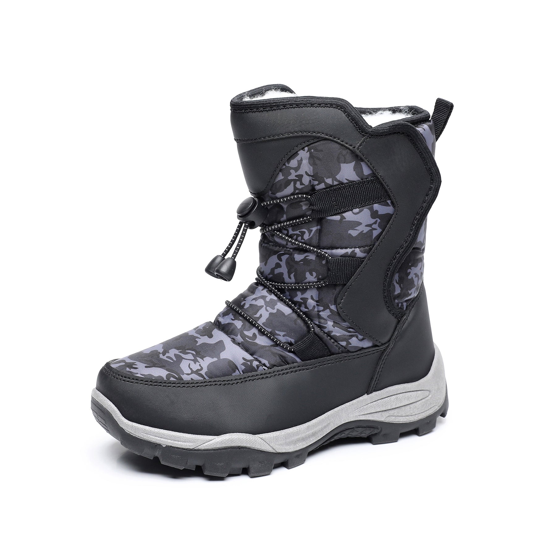 Apakowa Kids Boys Girls Cold Weather Water Resistant Winter Snow Boots (Toddler/Little Kid/Big Kid)-H7321-Black