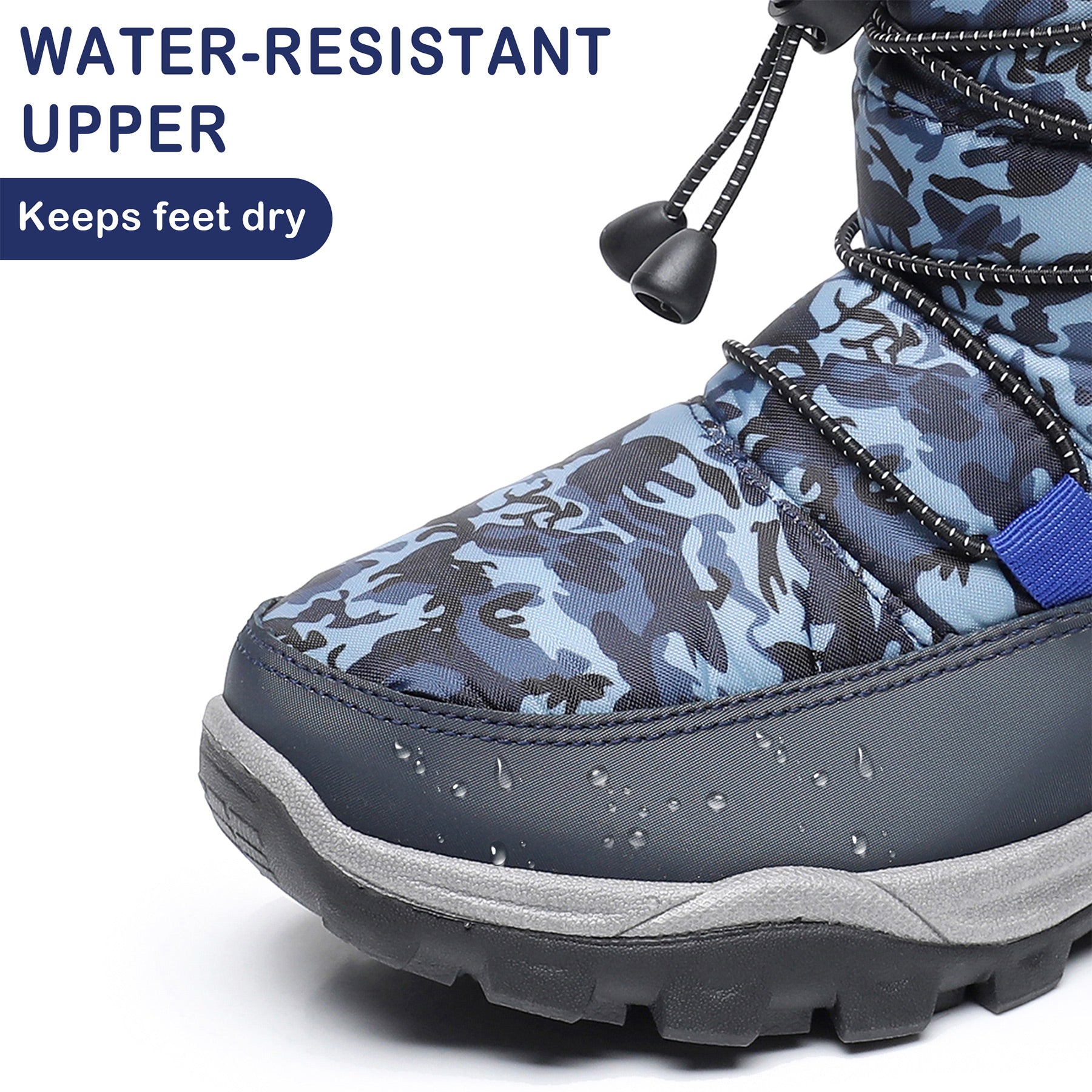 Apakowa Kids Boys Girls Cold Weather Water Resistant Winter Snow Boots (Toddler/Little Kid/Big Kid)-H7321-Navy