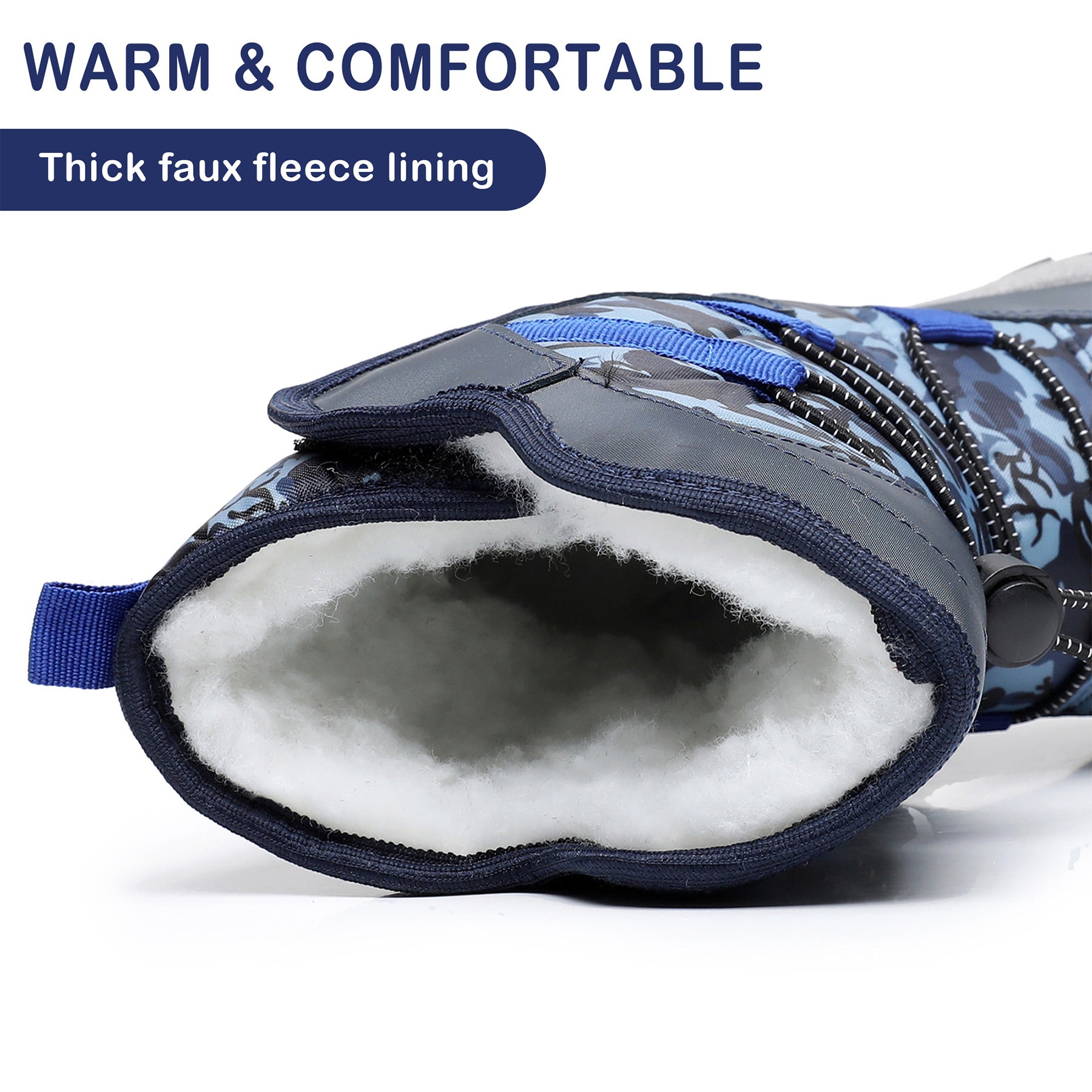 Apakowa Kids Boys Girls Cold Weather Water Resistant Winter Snow Boots (Toddler/Little Kid/Big Kid)-H7321-Navy