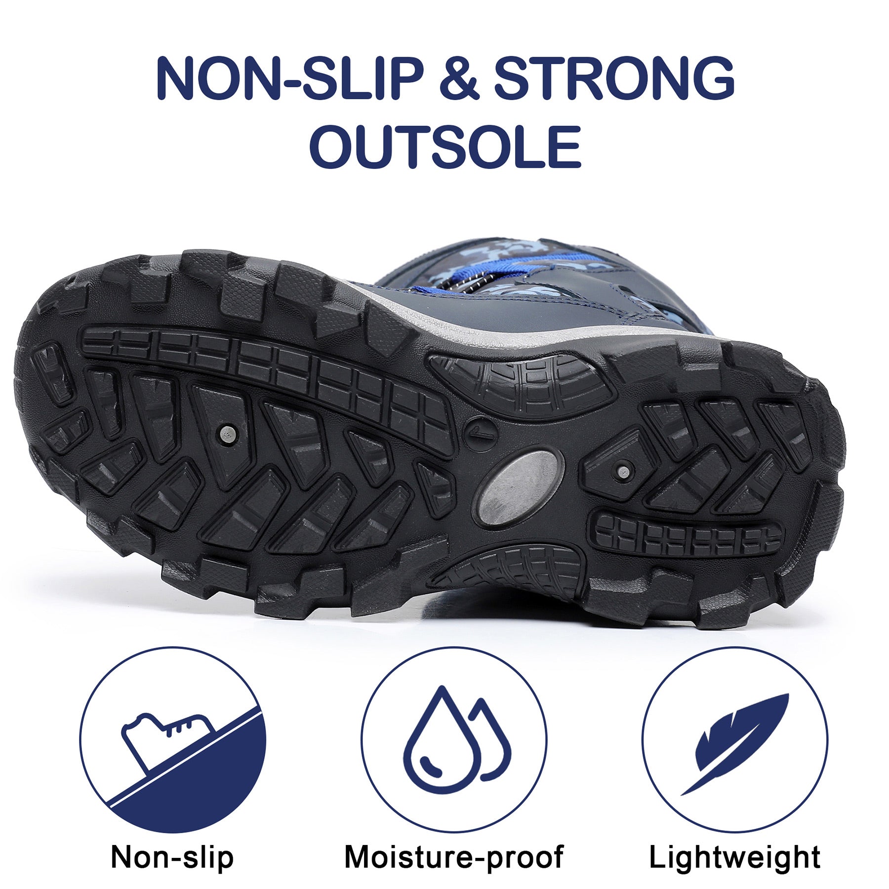 Apakowa Kids Boys Girls Cold Weather Water Resistant Winter Snow Boots (Toddler/Little Kid/Big Kid)-H7321-Navy