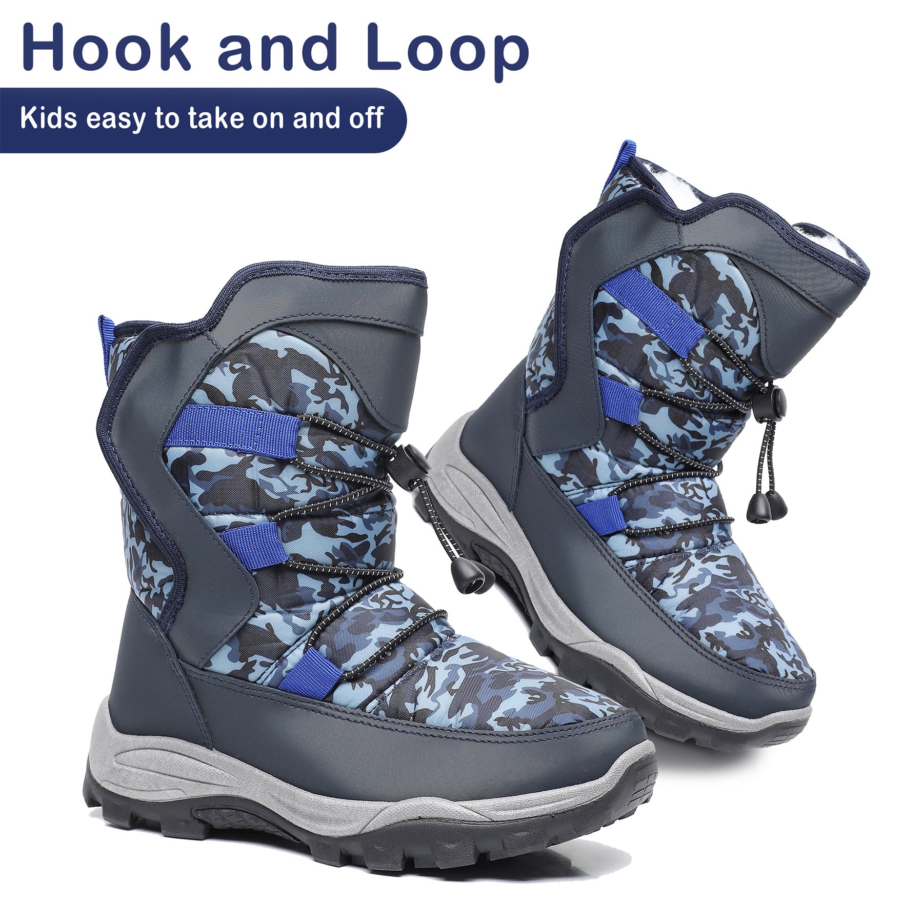 Apakowa Kids Boys Girls Cold Weather Water Resistant Winter Snow Boots (Toddler/Little Kid/Big Kid)-H7321-Navy