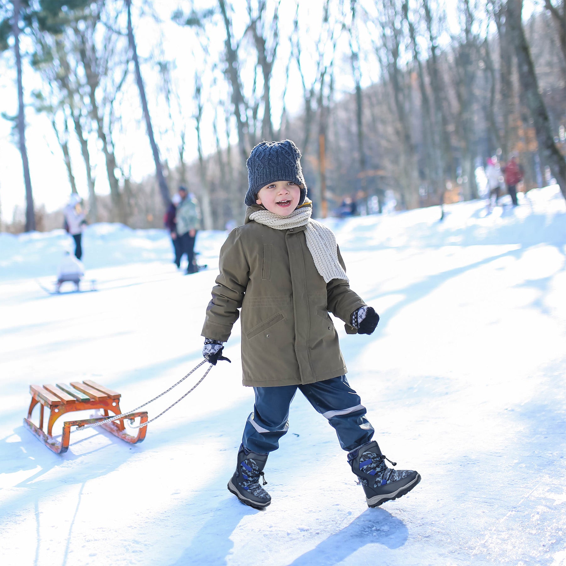Apakowa Kids Boys Girls Cold Weather Water Resistant Winter Snow Boots (Toddler/Little Kid/Big Kid)-H7321-Navy