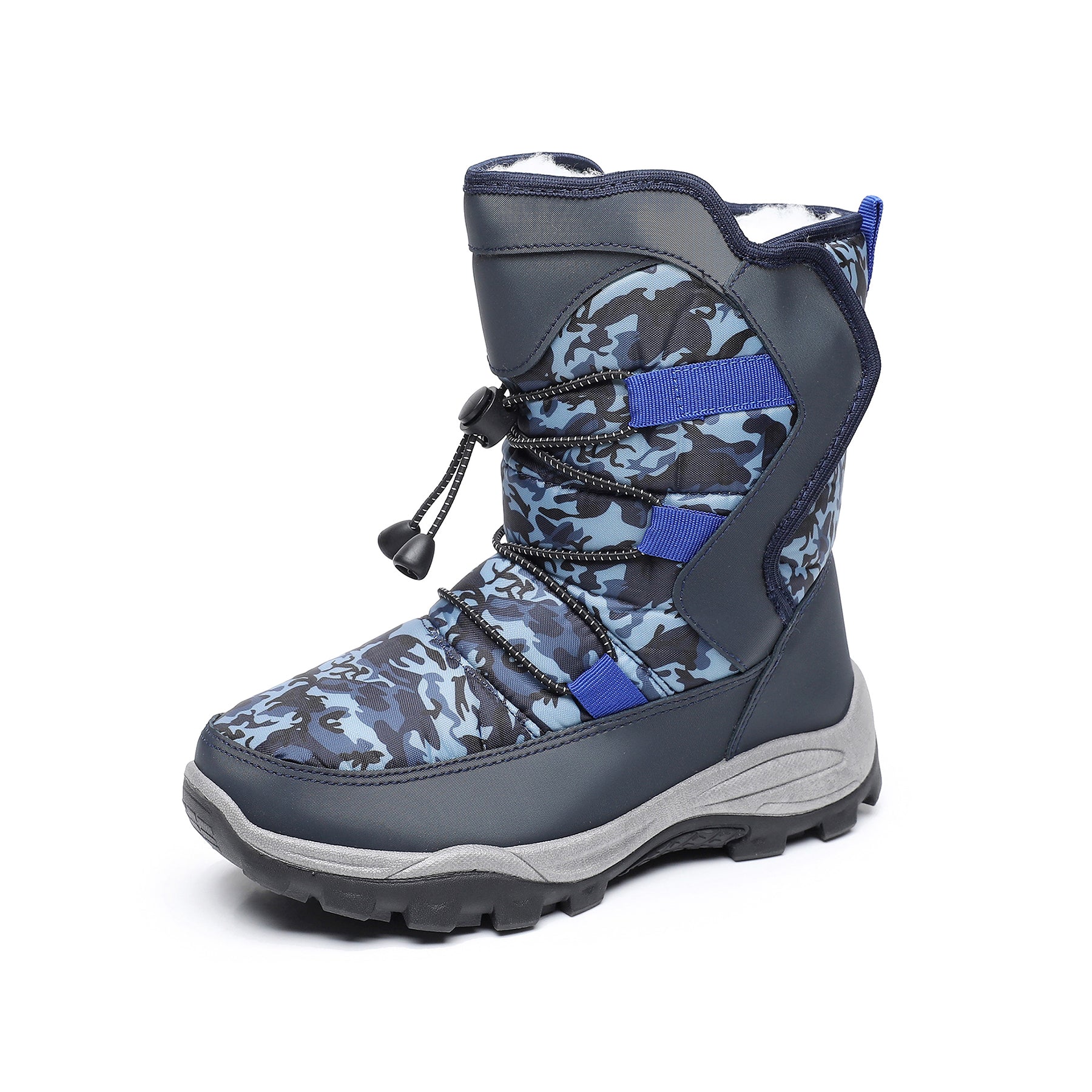 Apakowa Kids Boys Girls Cold Weather Water Resistant Winter Snow Boots (Toddler/Little Kid/Big Kid)-H7321-Navy