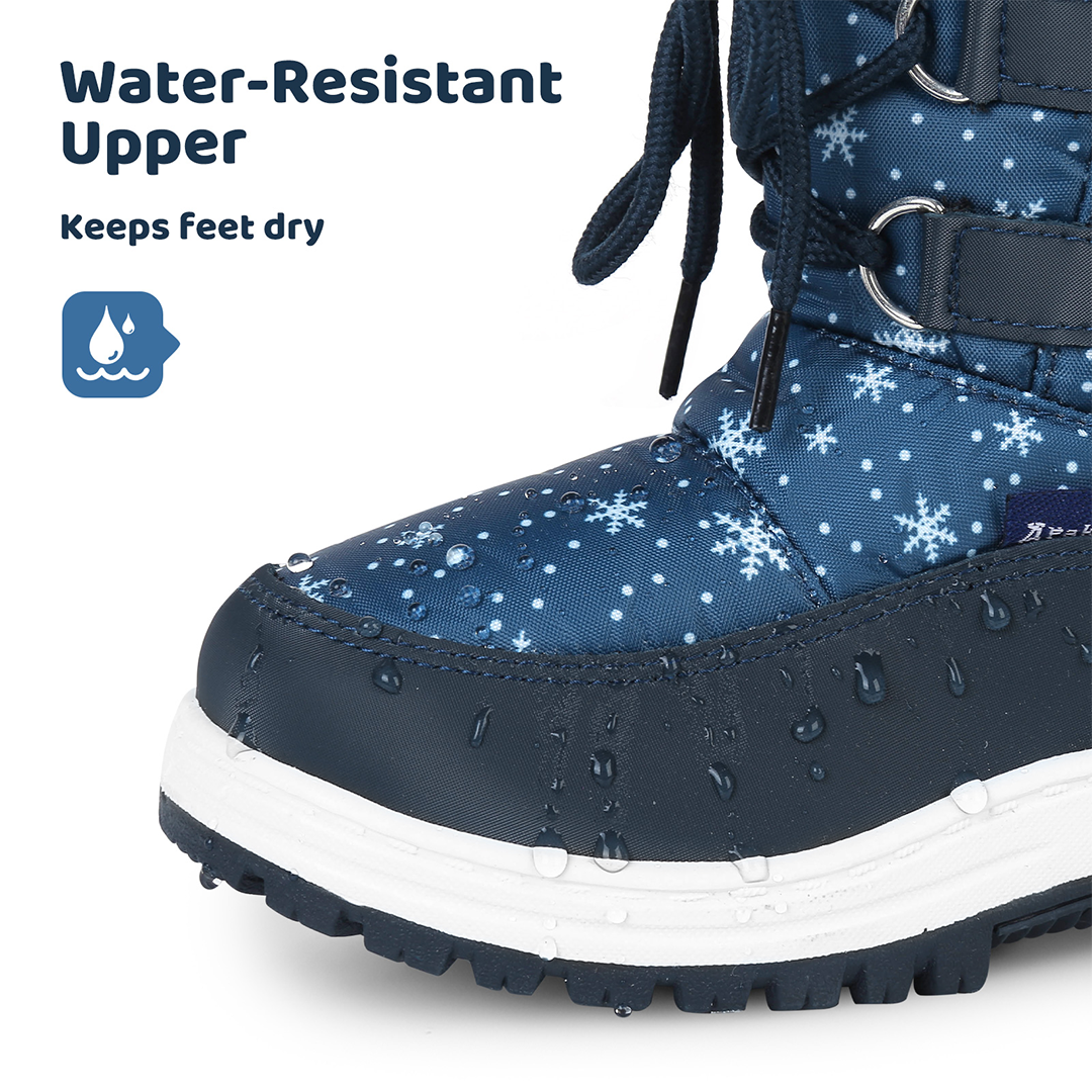 Apakowa Girls Water Resistance Snow Boots with Side Zipper for Toddler/Little Kid-FXJFSZK-H8322-blue