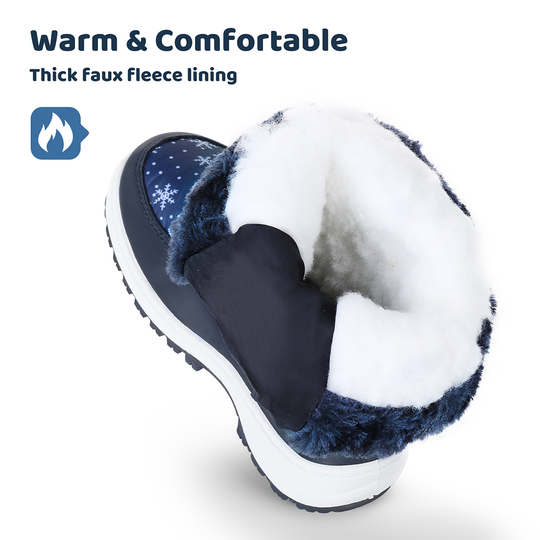 Apakowa Girls Water Resistance Snow Boots with Side Zipper for Toddler/Little Kid-FXJFSZK-H8322-blue