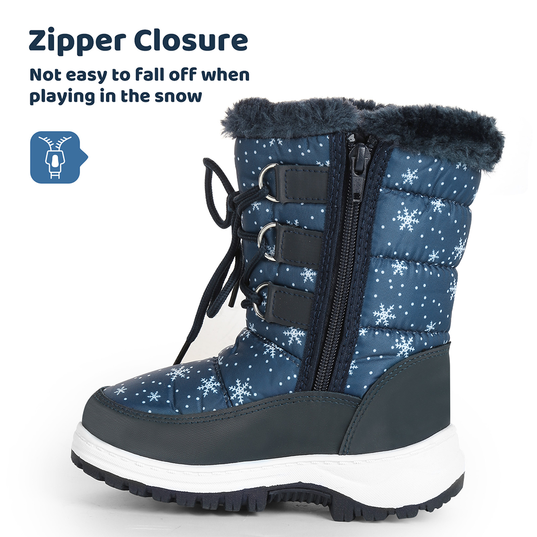 Apakowa Girls Water Resistance Snow Boots with Side Zipper for Toddler/Little Kid-FXJFSZK-H8322-blue
