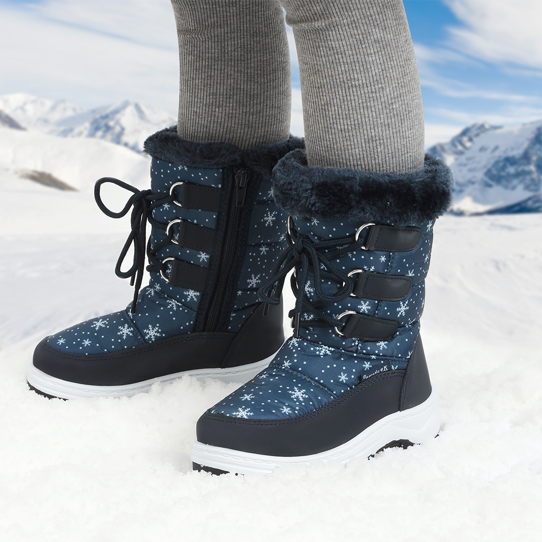 Apakowa Girls Water Resistance Snow Boots with Side Zipper for Toddler/Little Kid-FXJFSZK-H8322-blue